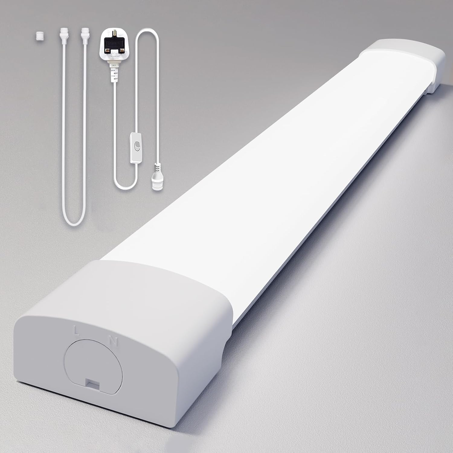 Detalle de Amdelne 6000K LED Batten Light (4FT / 120CM, 36W) with Plug & Switch, IP65