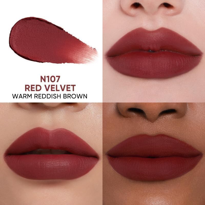 Detalle 2 de JUDYDOLL N107 Red Velvet Lipstick, Matte Finish with Subtle Shimmer