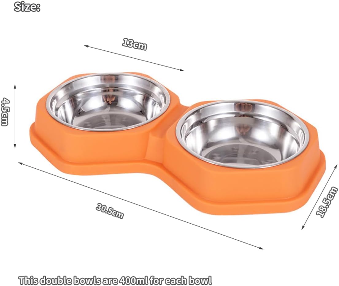 Detalle 2 de Double Dog Bowls: Non Slip Removable Stainless Steel Double Pet Bowl 2-in-1 (Dark Blue, S)