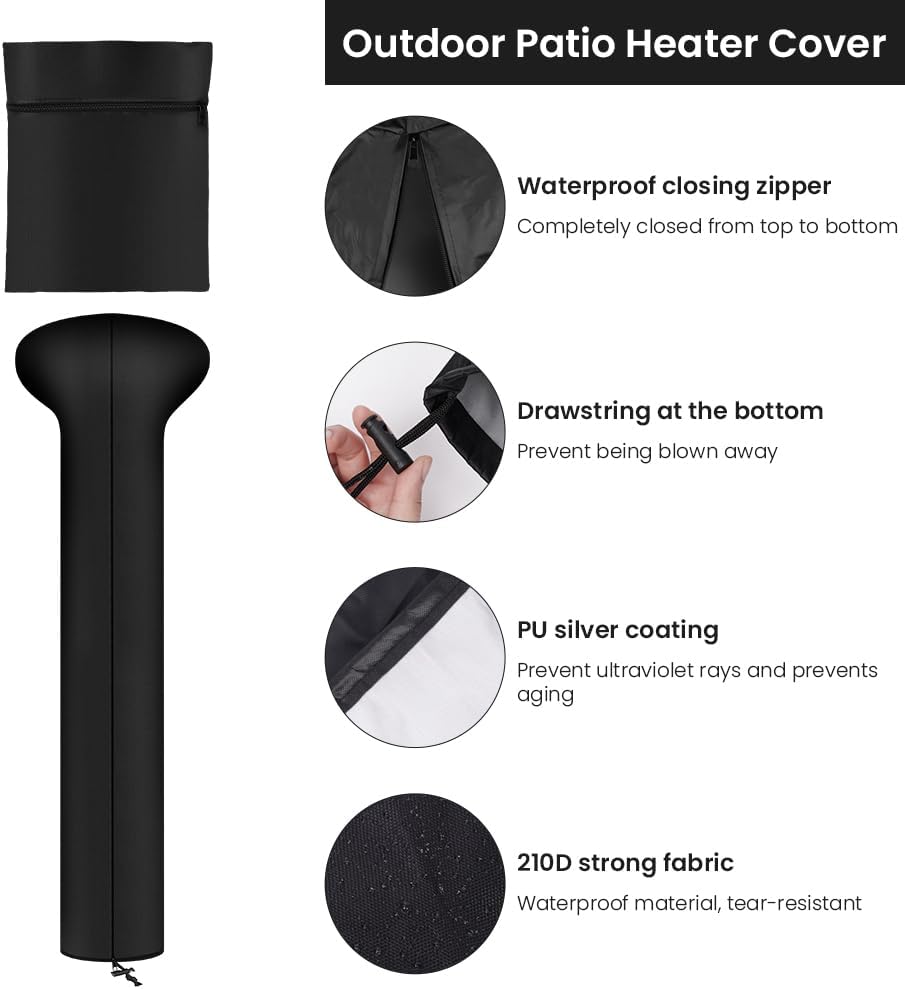 Detalle de AOOWU housse de chauffe-patio imperméable pour parasol chauffant rond (180 x 65 x 35 cm)