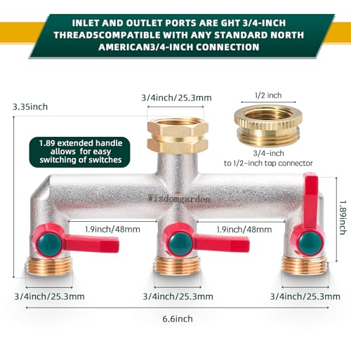 Detalle 2 de Distributeur 3 voies laiton nickelé ⚙