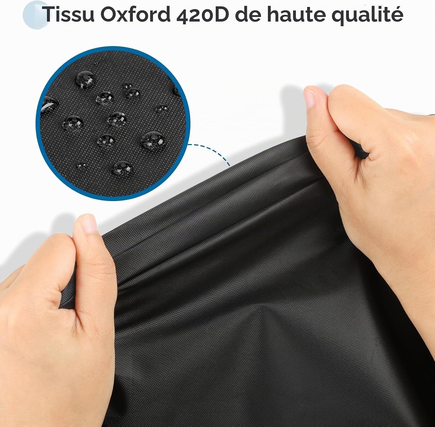 Detalle de Ezilif hangstoelhoes van 420D Oxford-stof met PU-coating en windbevestiging