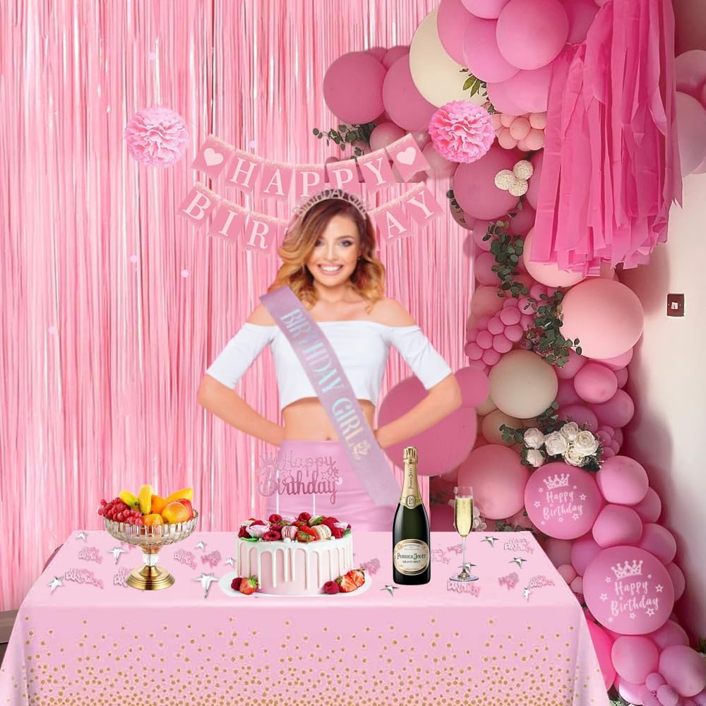 Detalle de Pink birthday party decorations set