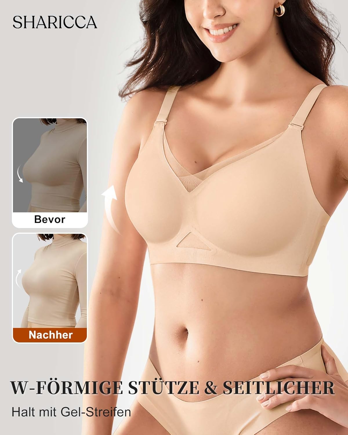 Thumbnail 2 de SHARICCA Damen BH ohne Bügel Push-Up Spitzen-BH Nahtloser T-Shirt BH mit Vollbügel – Wireless, atmungsaktiv und alltagstauglich