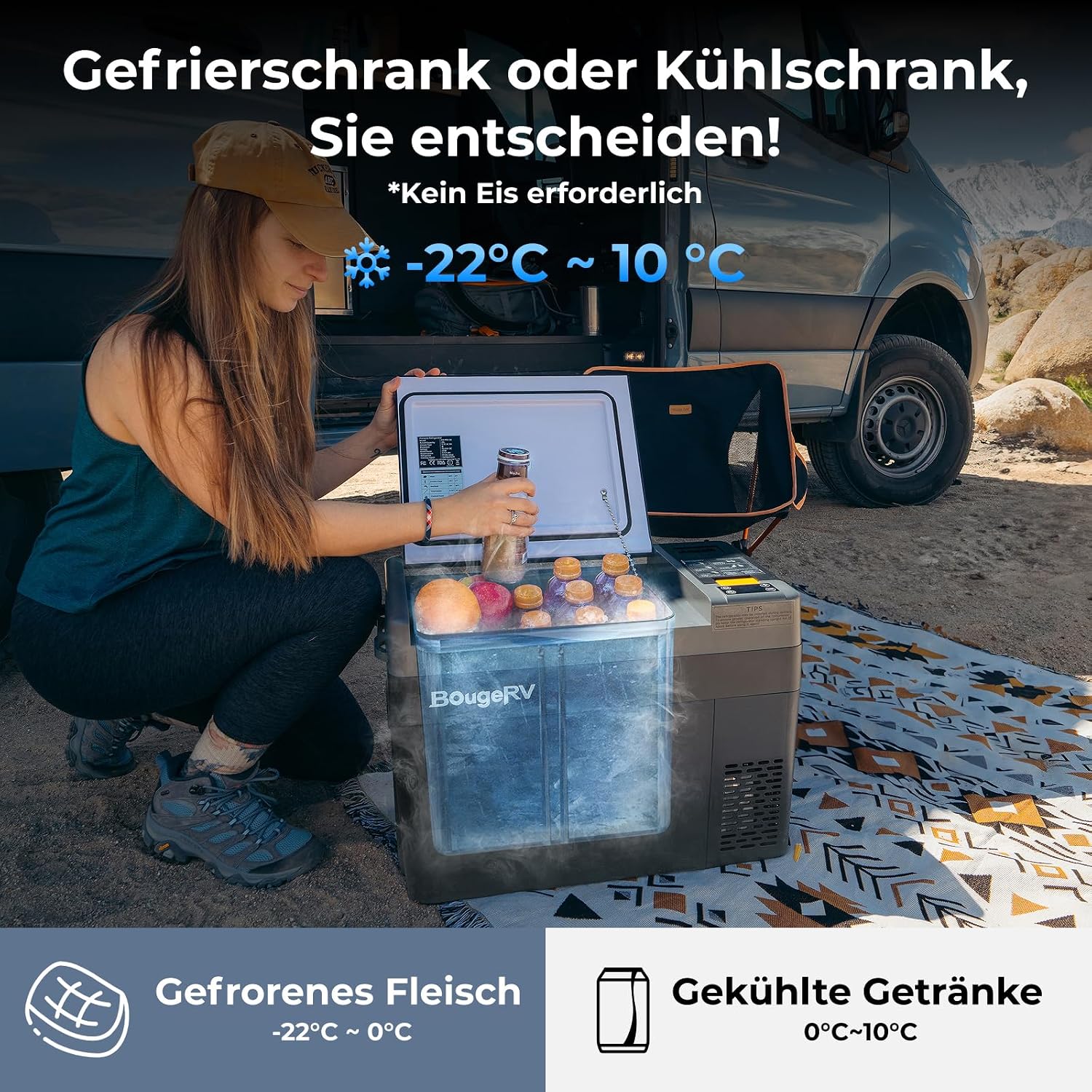 Thumbnail 3 de BougeRV CRPRO Kompressor Kühlbox 12V mit 277Wh Akku – 29 Liter, tragbar, für Auto & Camping