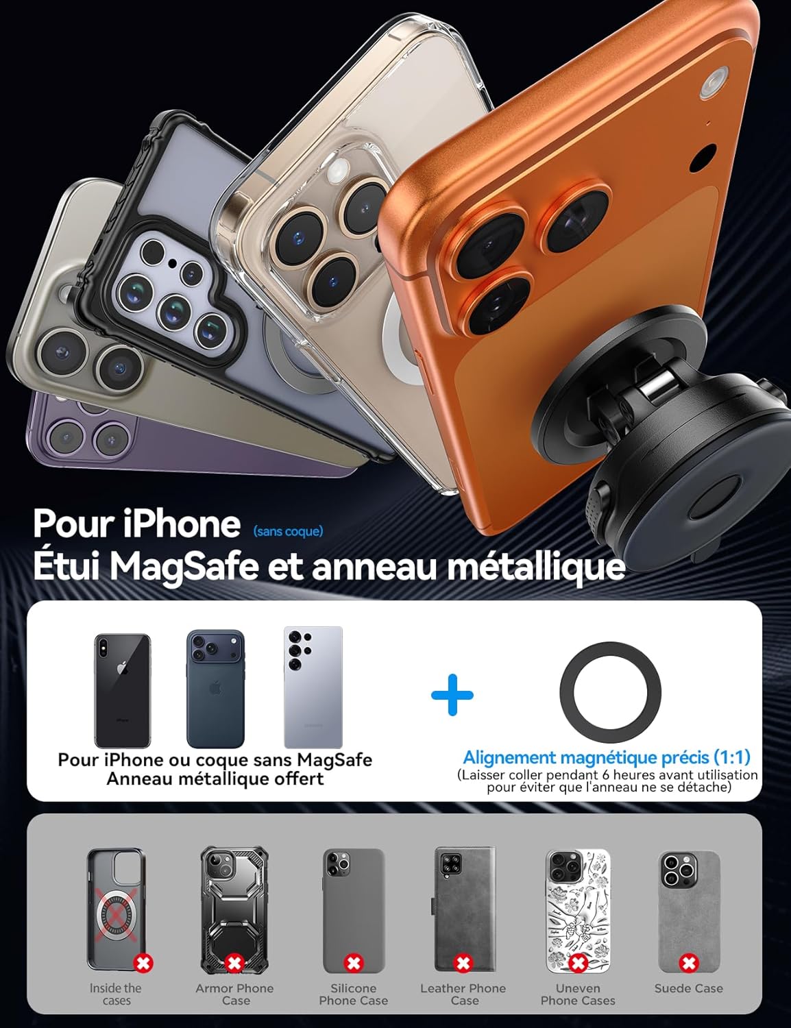 Thumbnail 6 de JOYROOM Support Téléphone Voiture Magnétique Pliable en Trois Parties avec Bras Métallique et MagSafe