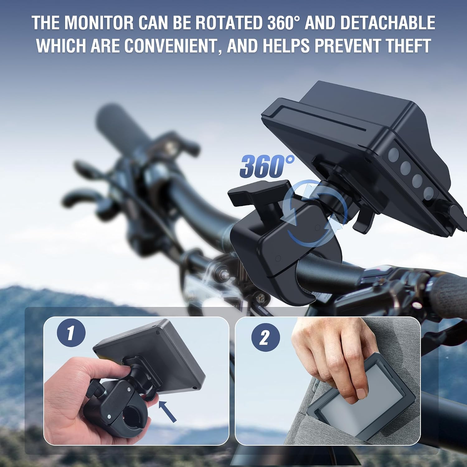 Thumbnail 6 de PARKVISION fiets-spiegelcamera met 4,3-inch 1080P-scherm, 120° zicht en accu