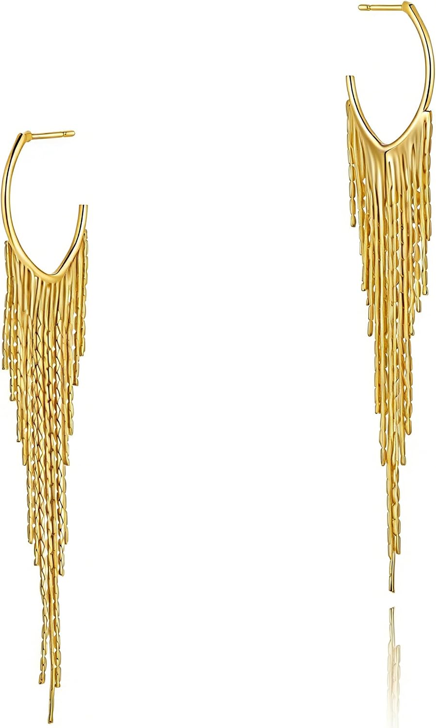 Detalle de HANLI Gold Earrings for Women — 14K Gold Plated Tassel Dangle Earrings