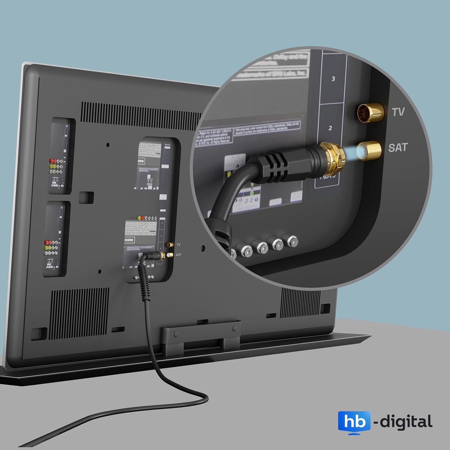 Detalle de HB-DIGITAL SAT TV Antennenkabel 10 m – Koaxialkabel für HDTV/4K/8K, DVB-S/DVB-S2 & DAB