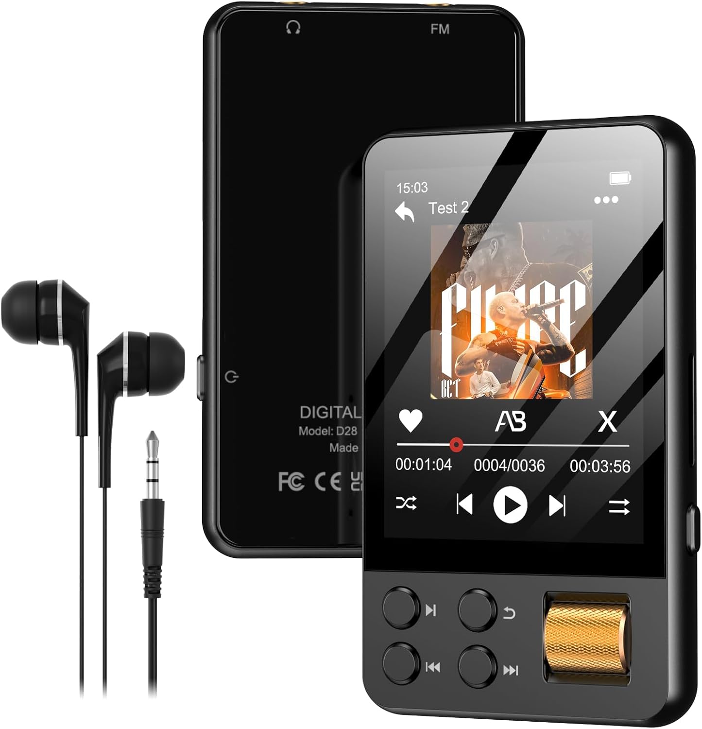 Detalle de AGXOV Lecteur MP3 Bluetooth 5.4 avec écran tactile 2,4" et carte TF 128 Go — multiformat et hors ligne
