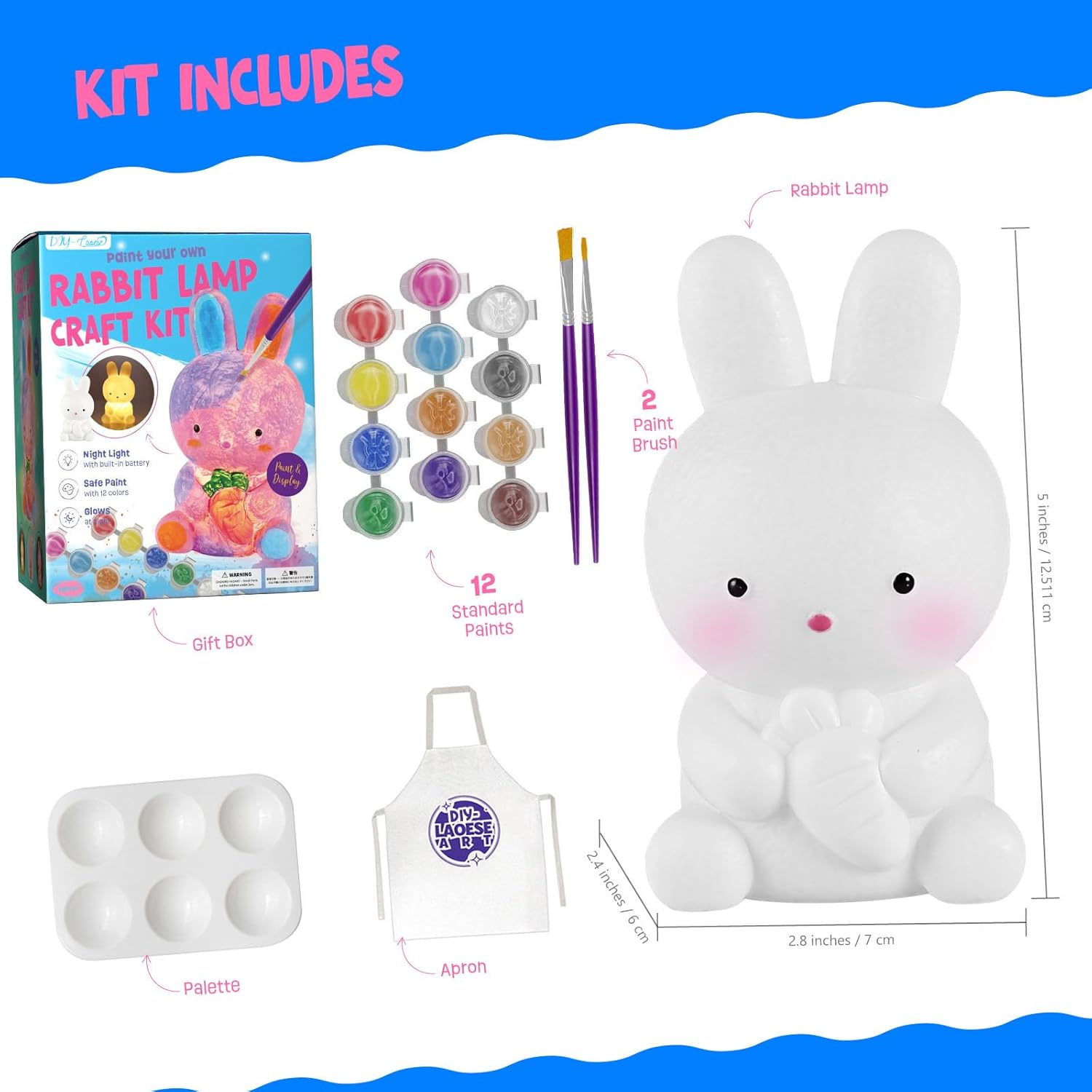 Detalle de Kit de Peinture Lampe de Lapin Veilleuse 3D – Cadeau Créatif pour Enfants 6–14 ans