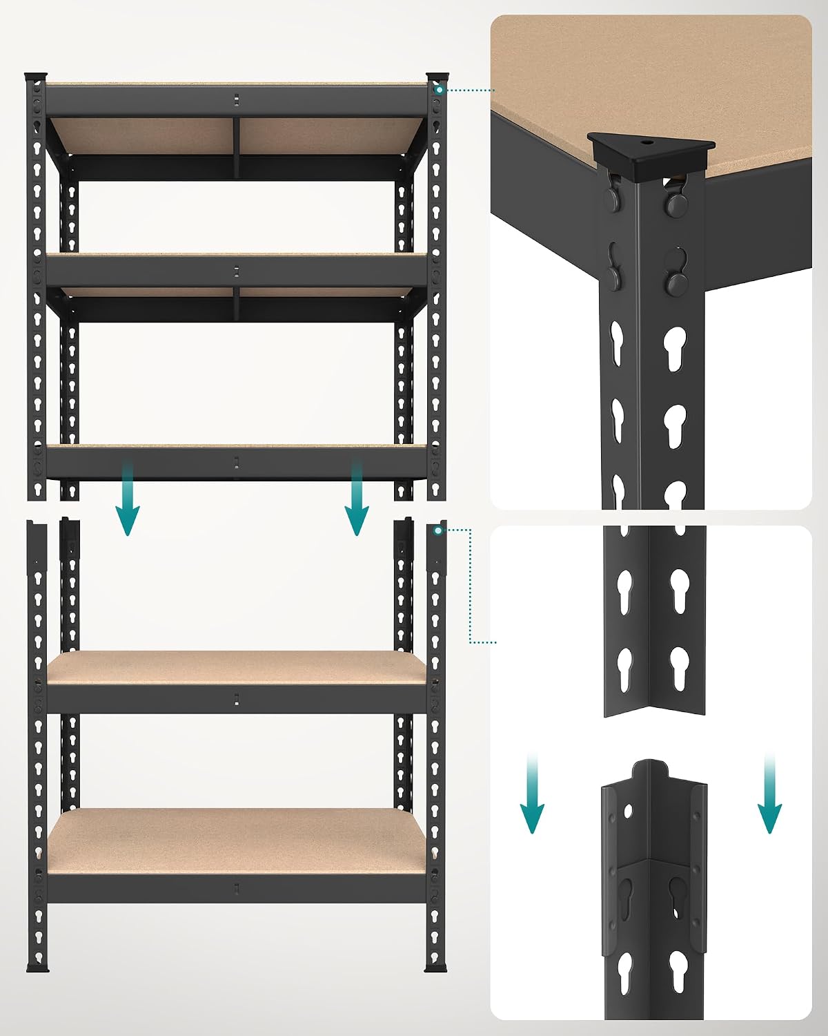 Thumbnail 6 de SONGMICS COZORY GLR300B01 5-Tier Heavy-Duty Shelving Unit, 175 kg per shelf