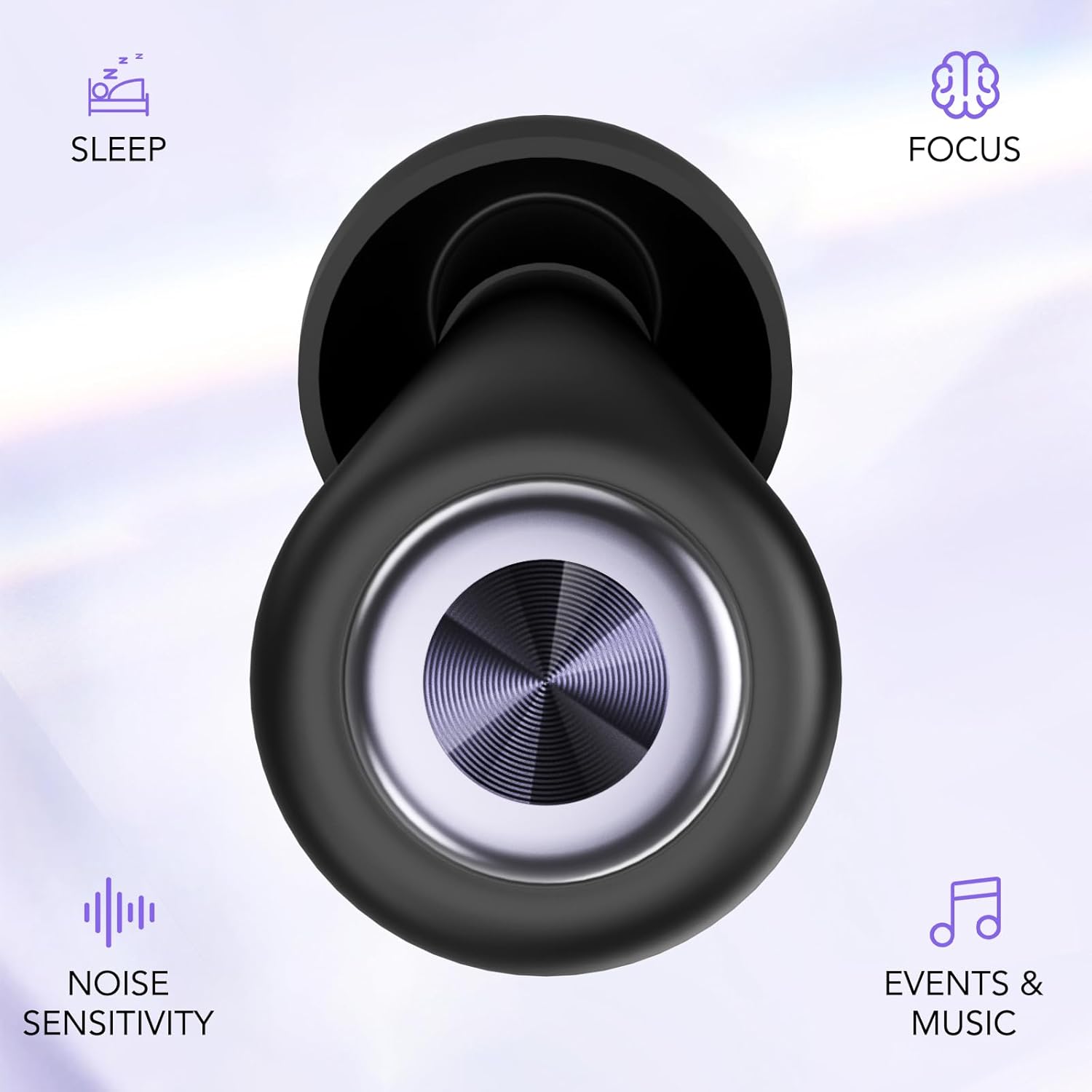 Detalle 2 de Bouchons d'oreille pour dormir -45 dB Quies en silicone réutilisables, 4 tailles XS/S/M/L