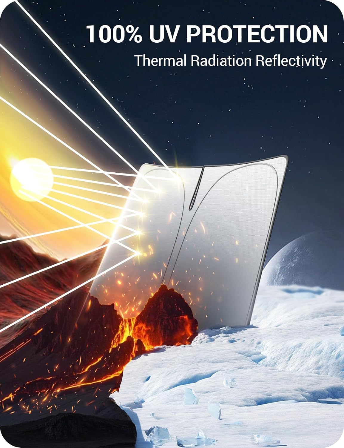 Thumbnail 3 de BASENOR 2026 Tesla Model Y Windshield Sunshade (Nano Ice Crystal) — 4-in-1 Heat and UV Protection for Model 3/Model Y (2017-2026)