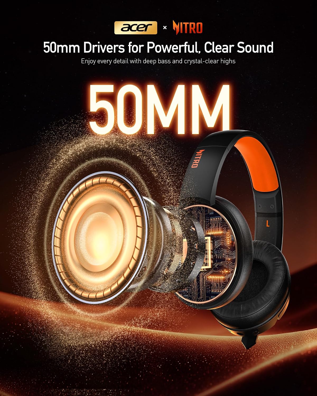 Thumbnail 6 de Acer Wireless Gaming Headset (Orange) – 2.4GHz PS5/PS4/PC Headset with Bluetooth 5.3