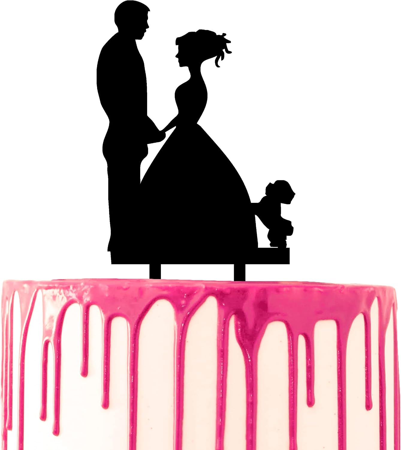 Thumbnail 6 de CARISPIBET Groom Lifts Bride with Two Dogs Cake Topper – Acrylic, 7.4" High