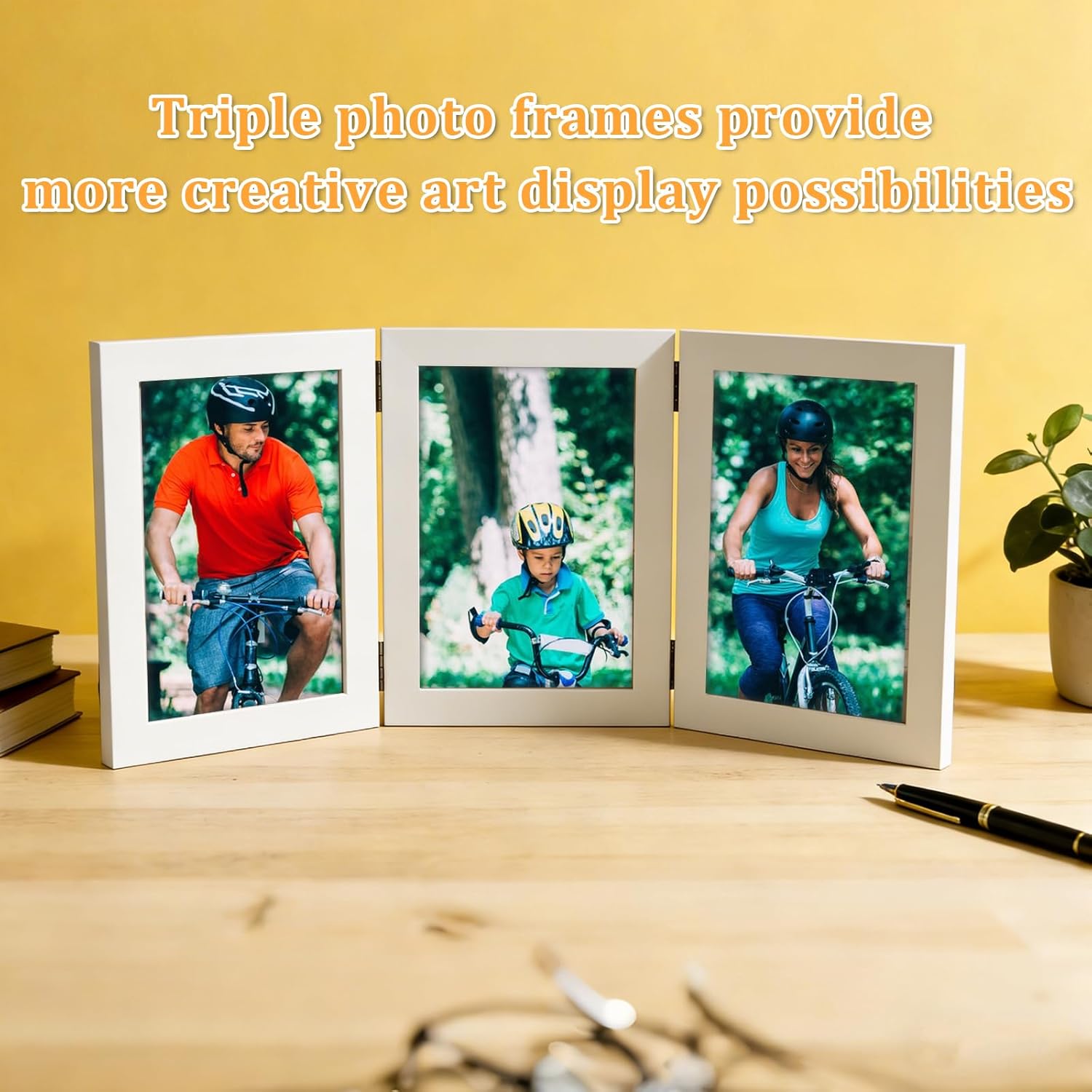 Detalle de ROYUEXT Triple Folding Photo Frame (5x7 inches) – 3-panel White Frame with 180° Hinge