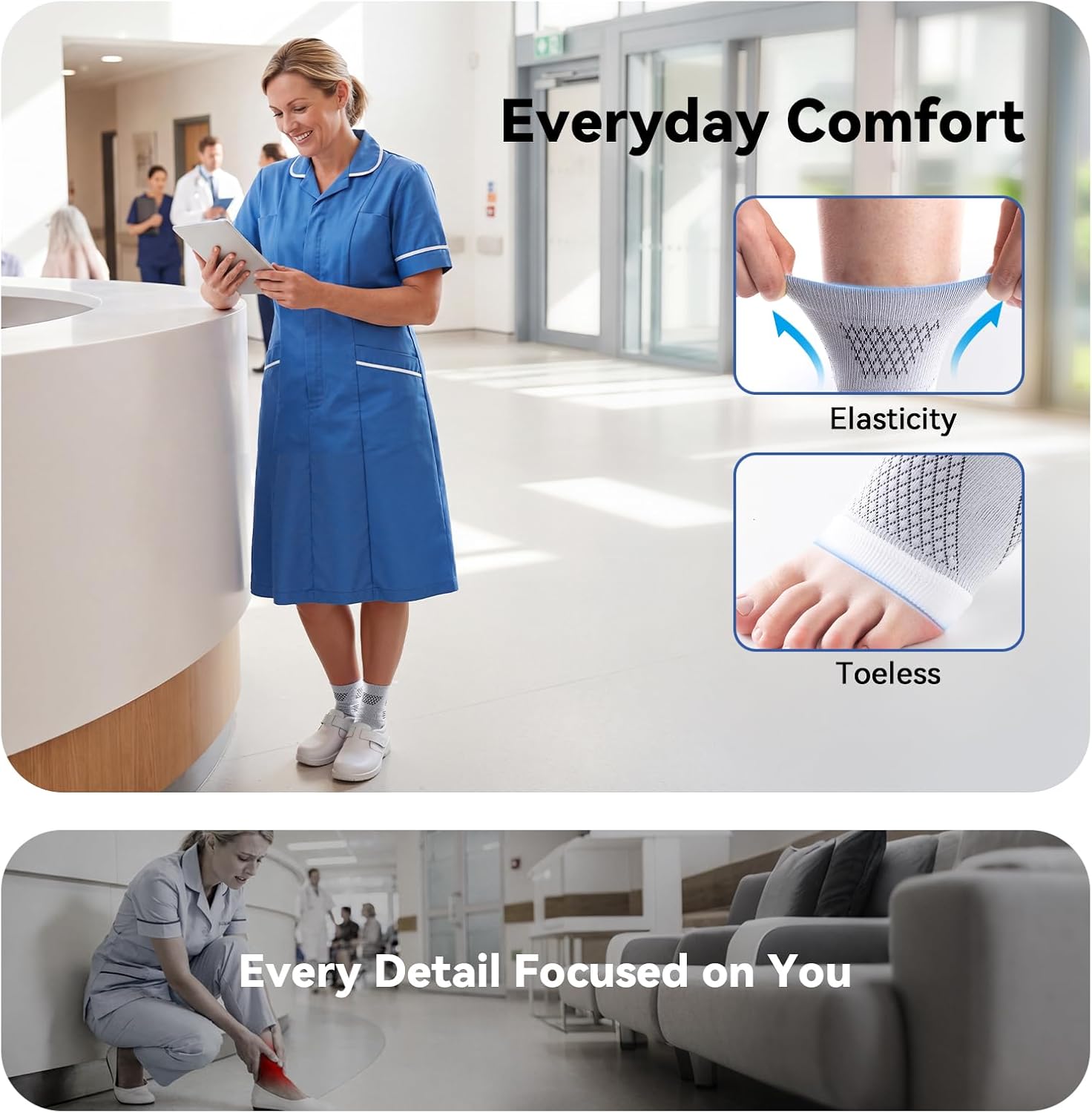 Thumbnail 6 de Toeless Compression Socks, Nylon