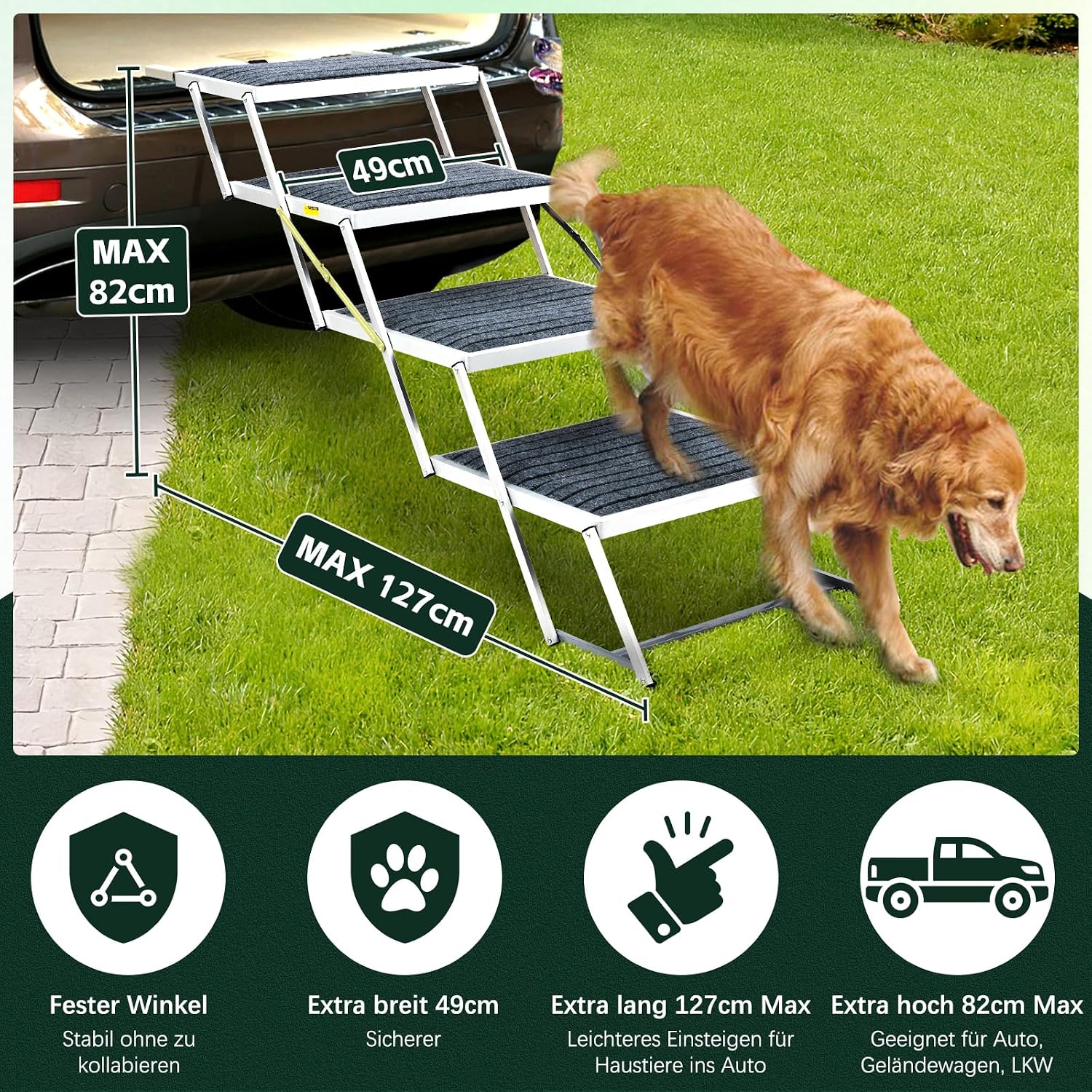 Detalle 2 de Hundetreppe Auto Extra Breit 4 Stufen