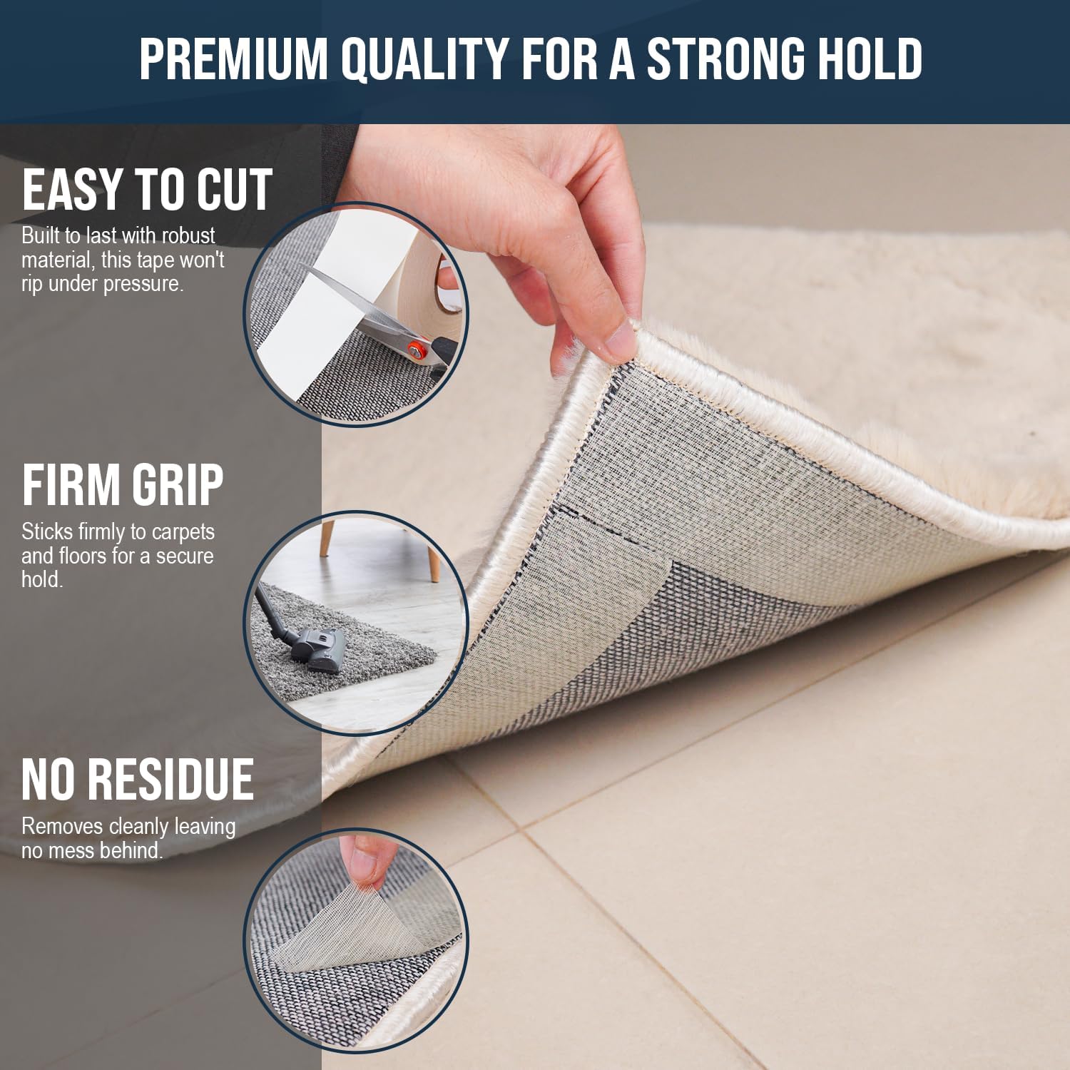 Detalle de Rugistic Double Sided Carpet Tape Heavy Duty (25mm x 20m) for Wood, Laminate, Vinyl & Tile