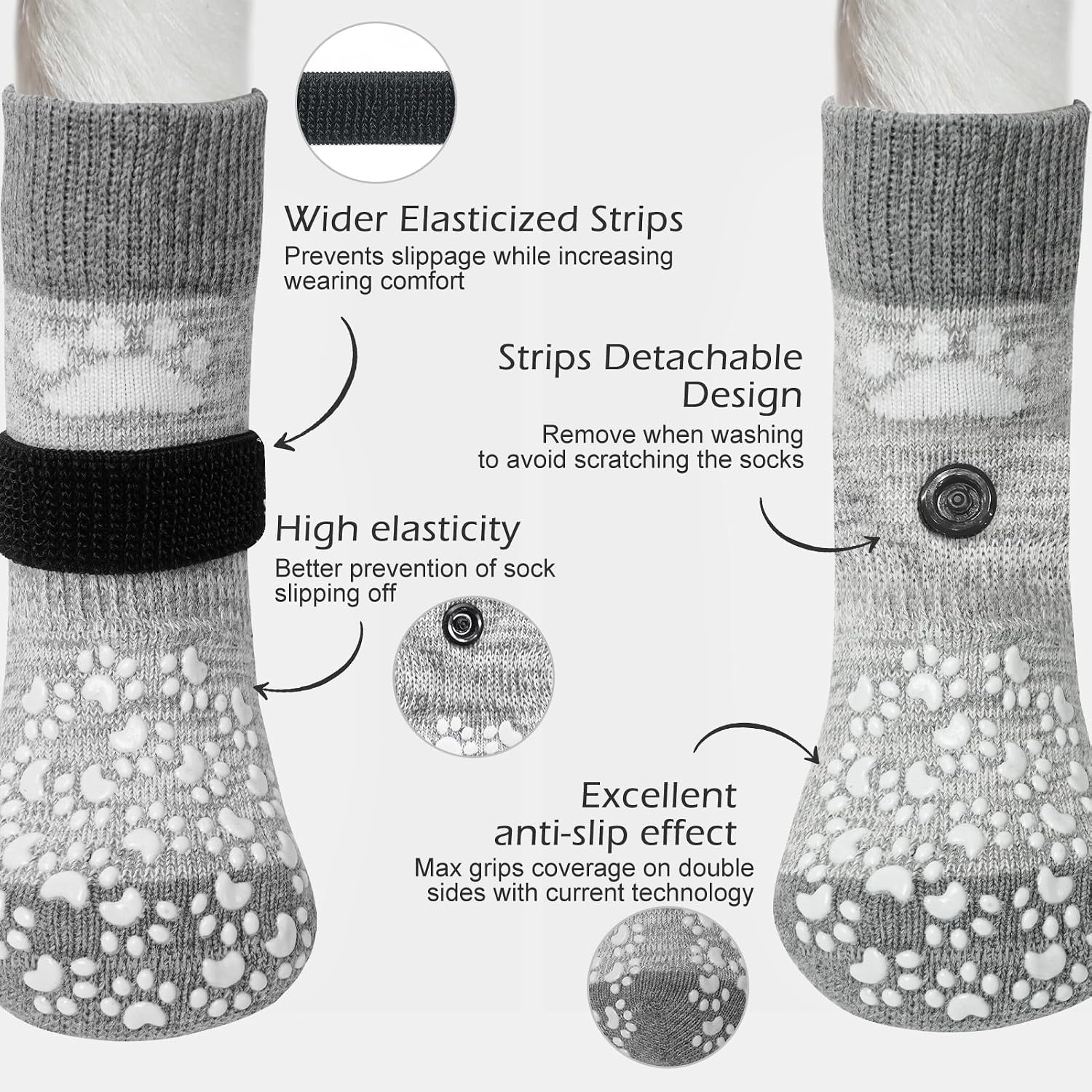 Detalle 2 de EXPAWLORER Dog Socks with Grips – XL, Double-Sided Anti-Slip Paw Protectors