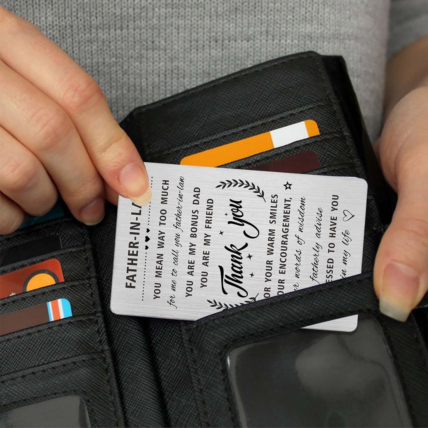 Thumbnail 2 de Wallet Card for Father-in-Law, Stainless Steel