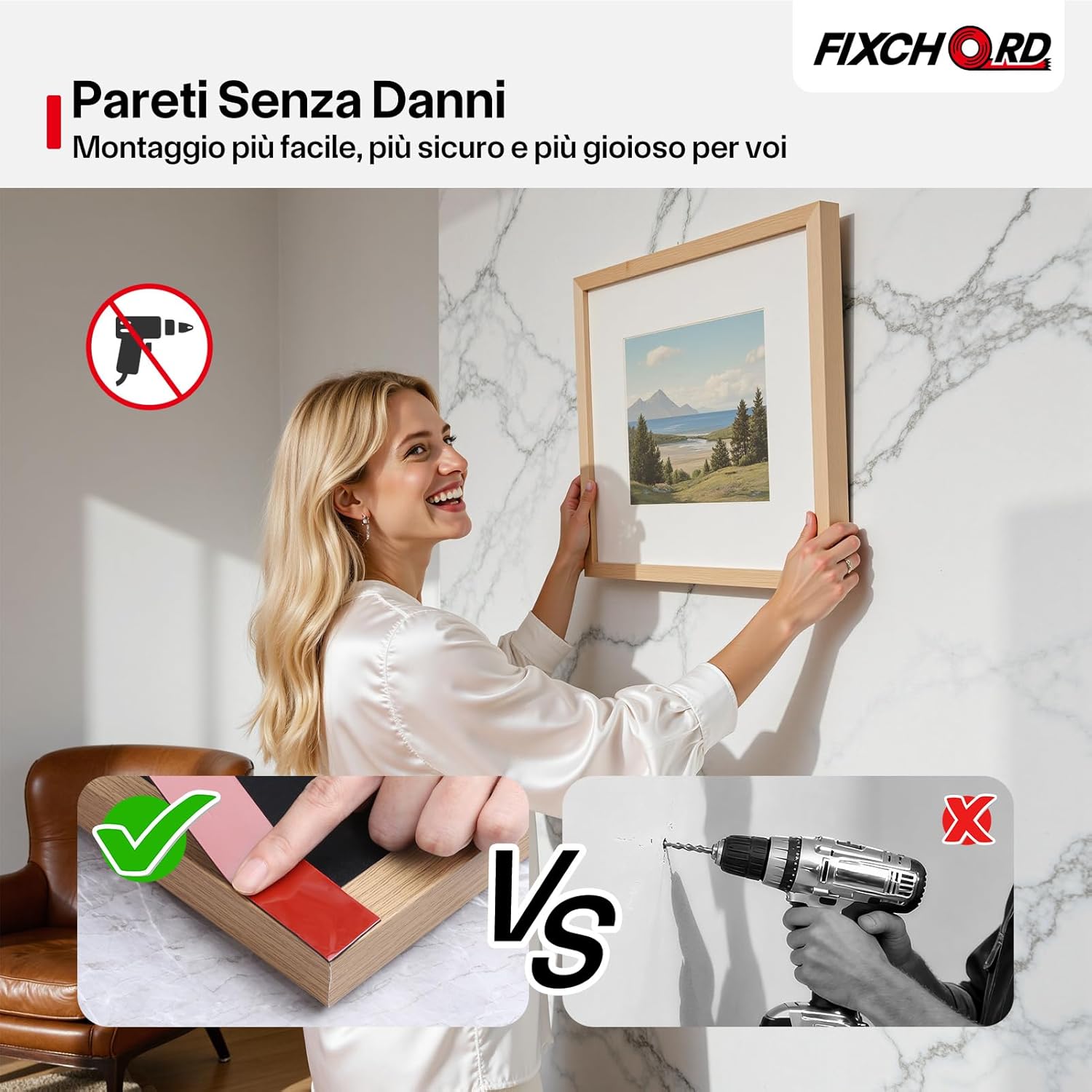 Thumbnail 5 de FIXCHORD Nastro biadesivo extra forte in schiuma acrilica 10 m x 25 mm