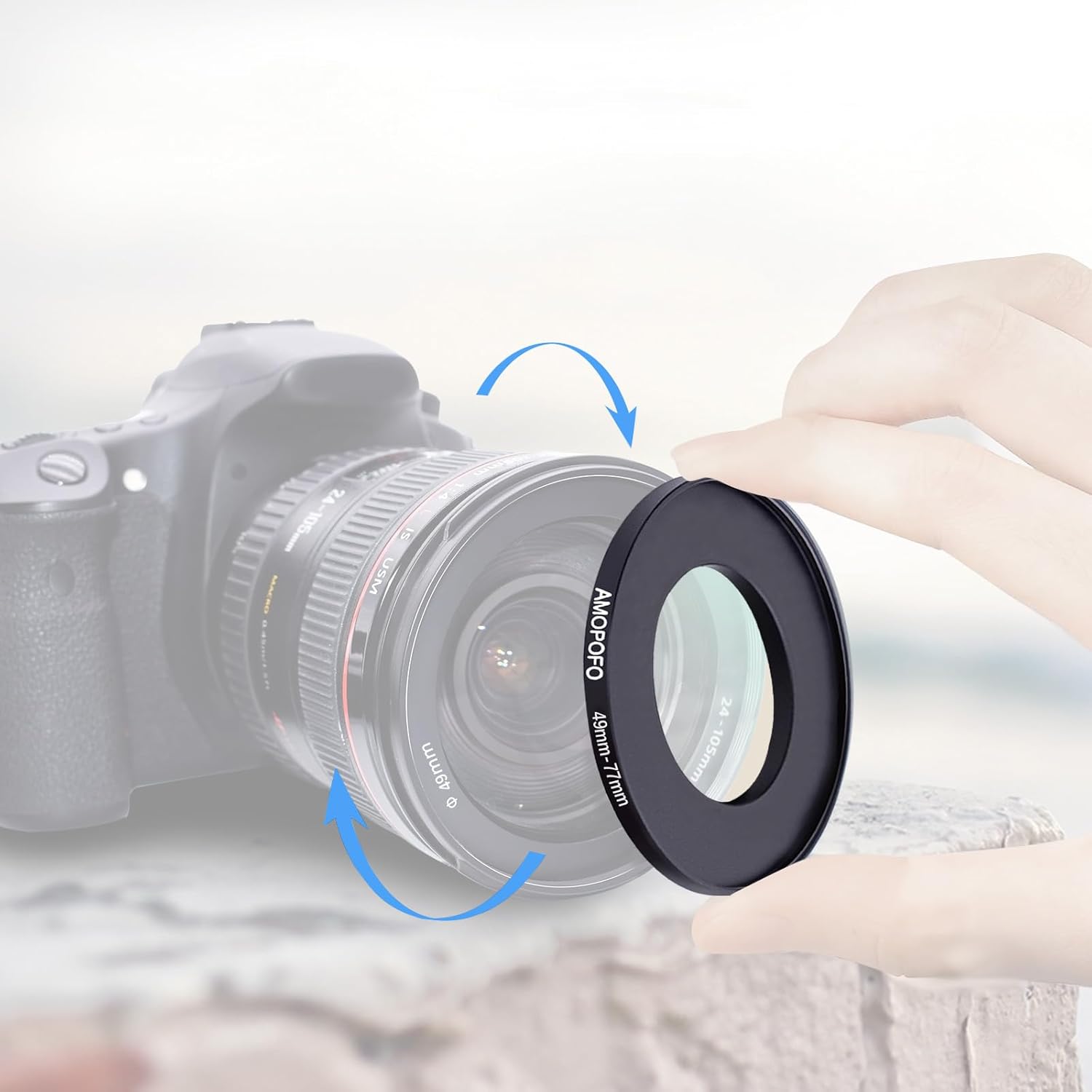 Thumbnail 1 de AMOPOFO 49mm to 77mm Step Up Ring Filter Adapter