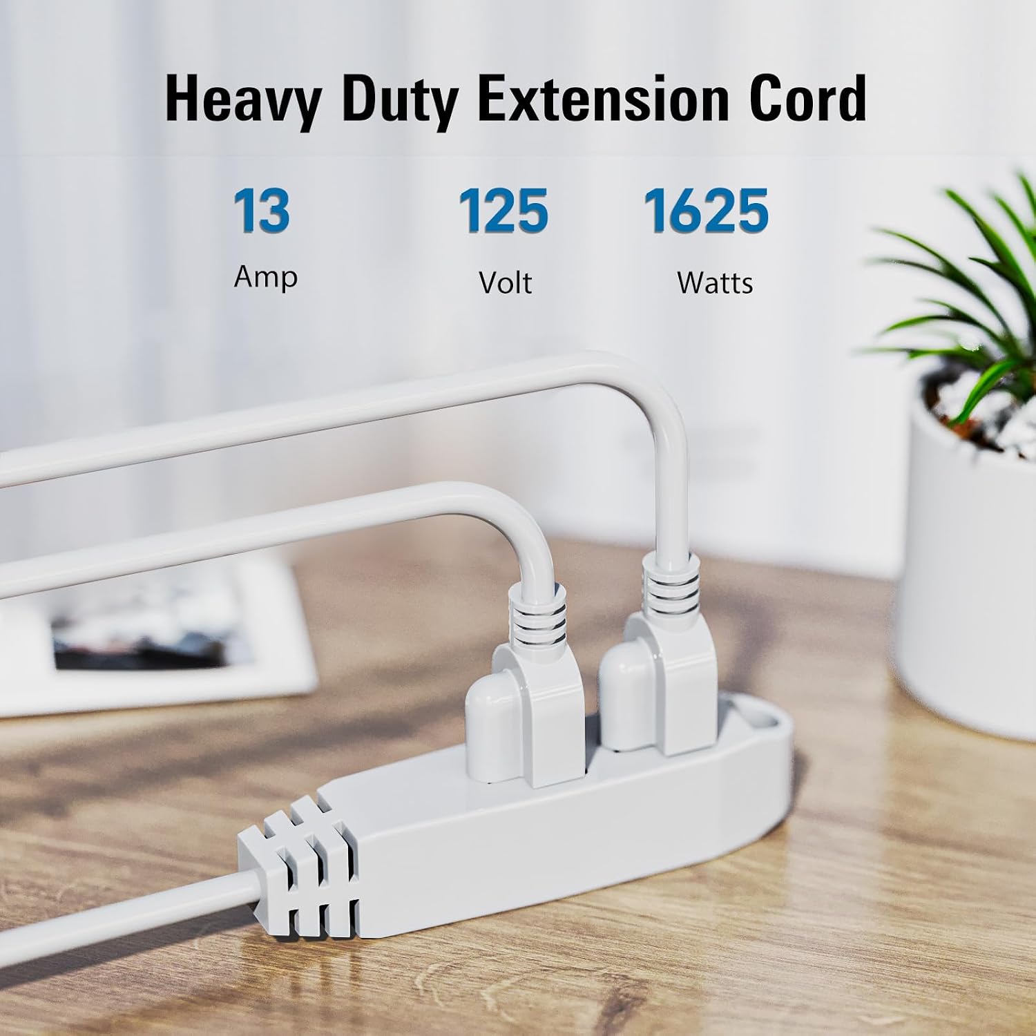Detalle de K KASONIC FL-110A 25-Foot 3-Outlet Extension Cord, Grounded 16/3, Flat Plug
