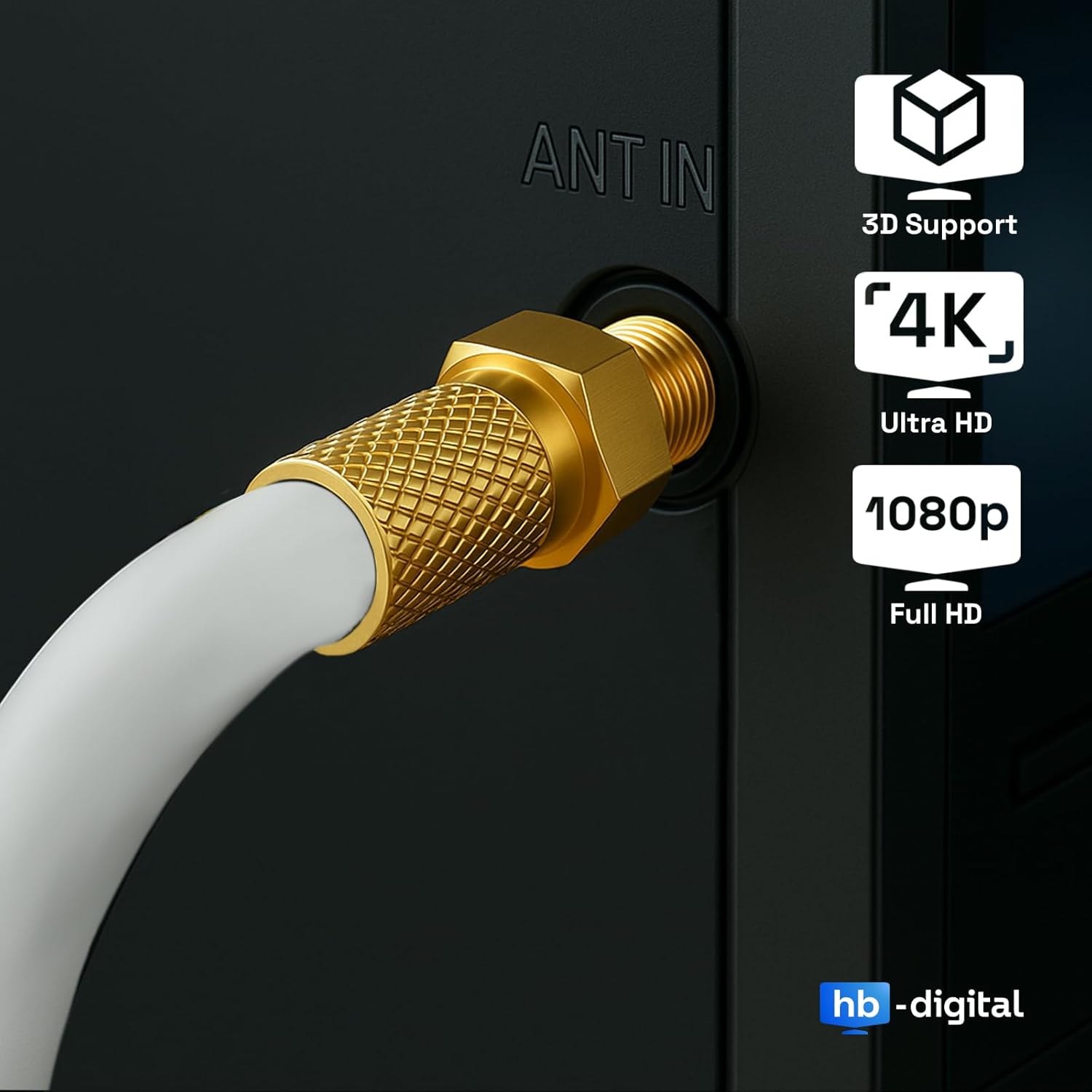 Thumbnail 4 de HB-DIGITAL 15m SAT Koaxialkabel 135 dB, 8K/4K UHD, 4-fach geschirmt mit BK-Anlagen – 15 m, Weiß