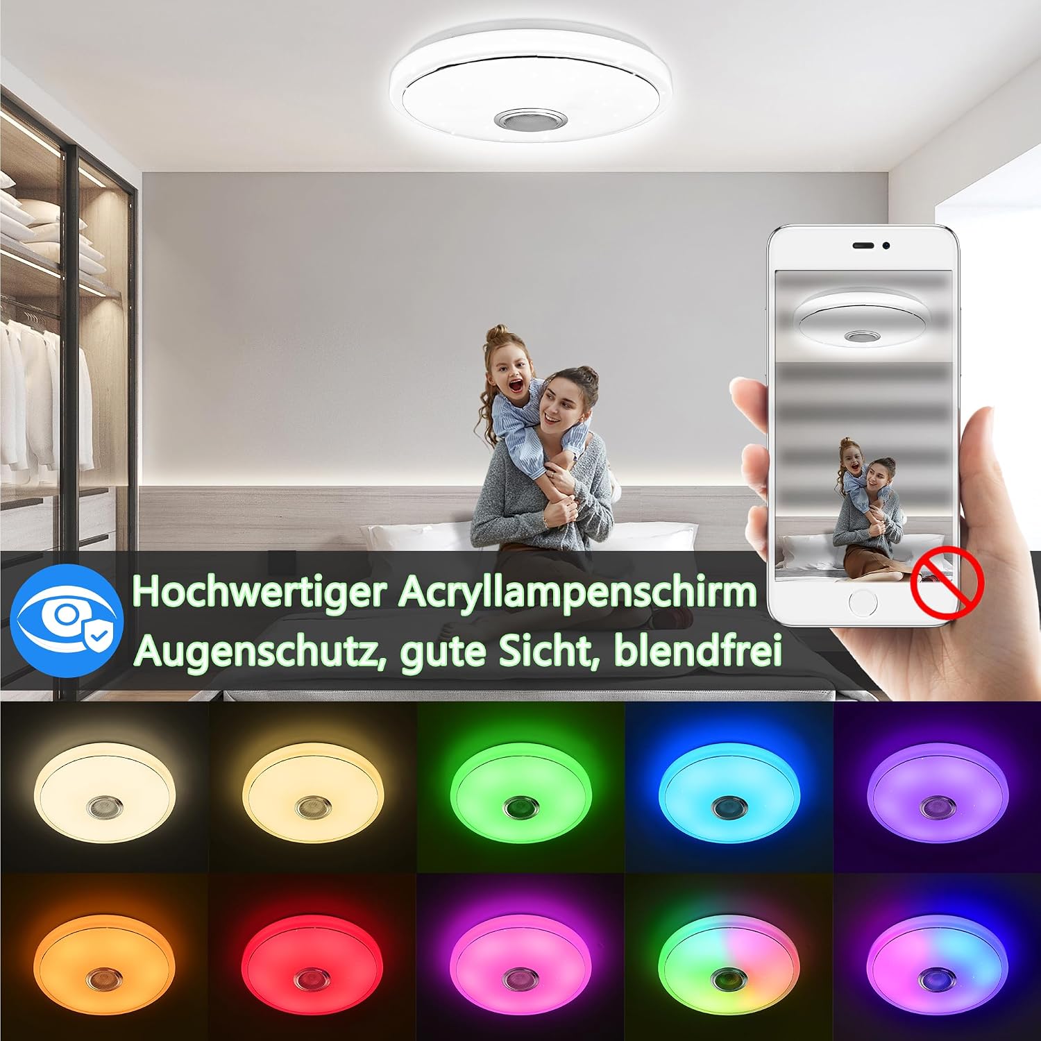 Detalle de YRHome Lámpara de techo LED 36W regulable