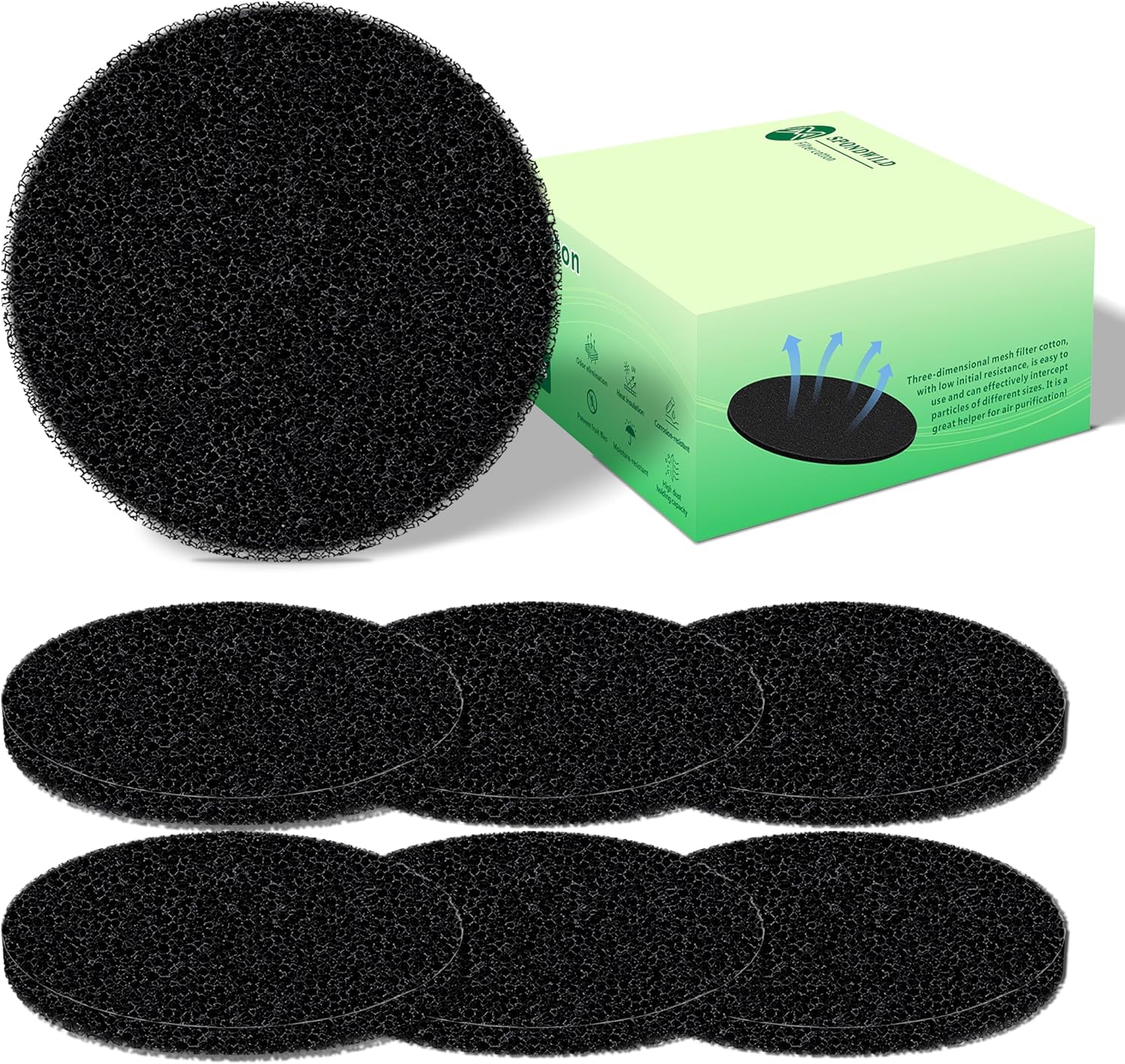 Detalle de SPONDWILD filter Charcoal Compost Bin Filters, 7.3-Inch Round, 7-Pack