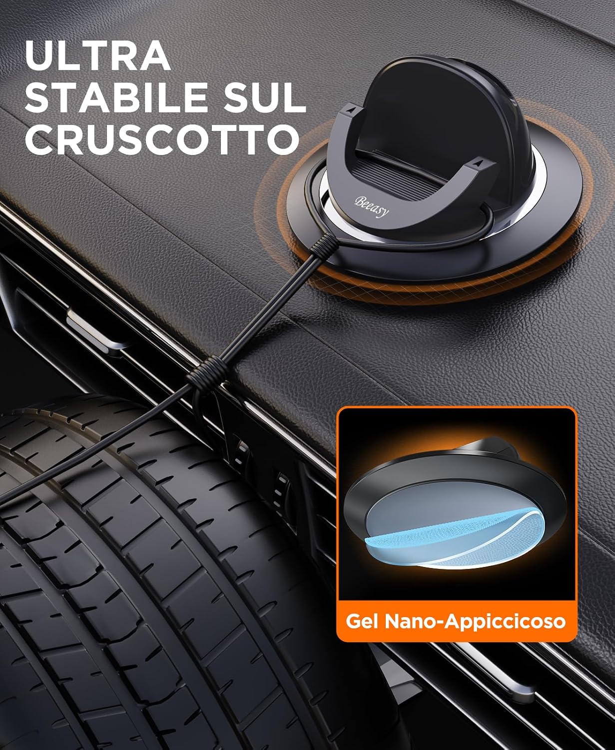 Thumbnail 1 de Beeasy Porta Cellulare Auto [Silicone Antiscivolo] 360° - Supporto Cruscotto Universale per Smartphone