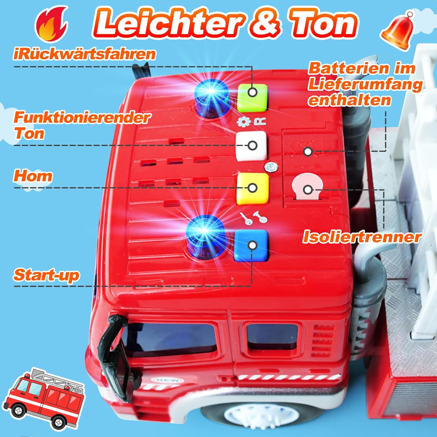 Thumbnail 3 de GizmoVine Feuerwehrauto Groß Spielzeug