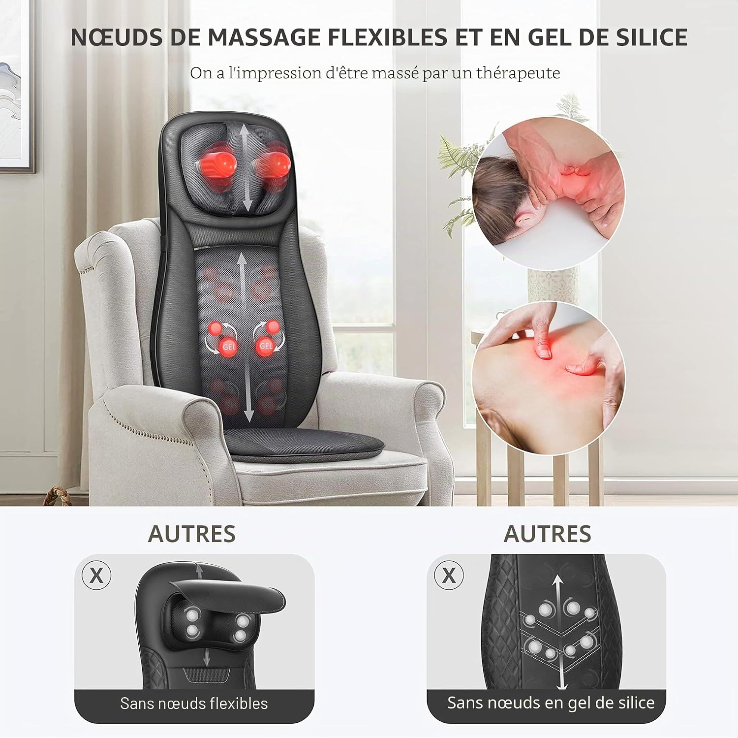 Thumbnail 1 de Snailax Fauteuil Massant Shiatsu Coussin de Massage Dos avec Chaleur – Massage du cou et du dos, confort bureau et maison