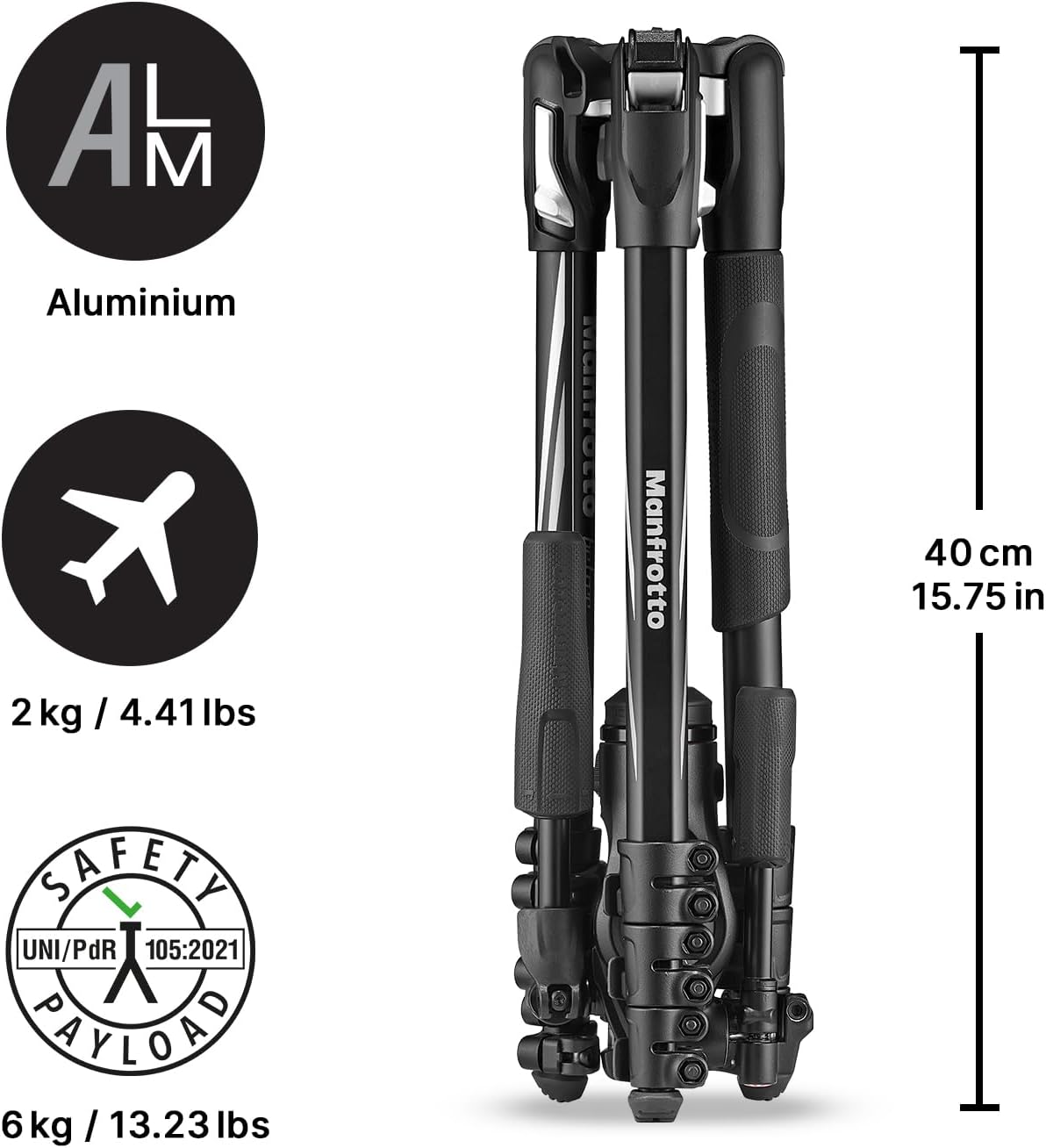 Detalle de Manfrotto Befree Advanced 3-Way Tripod Kit: Aluminium travel fluid head for cameras up to 6 kg