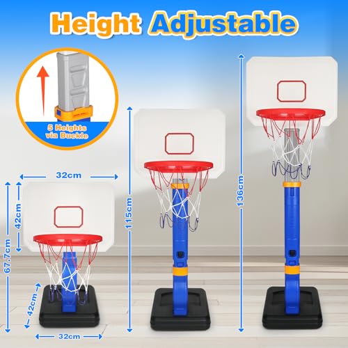 Detalle 2 de YIMORE Canasta Baloncesto Infantil 🏀 Altura Ajustable 70-138 cm