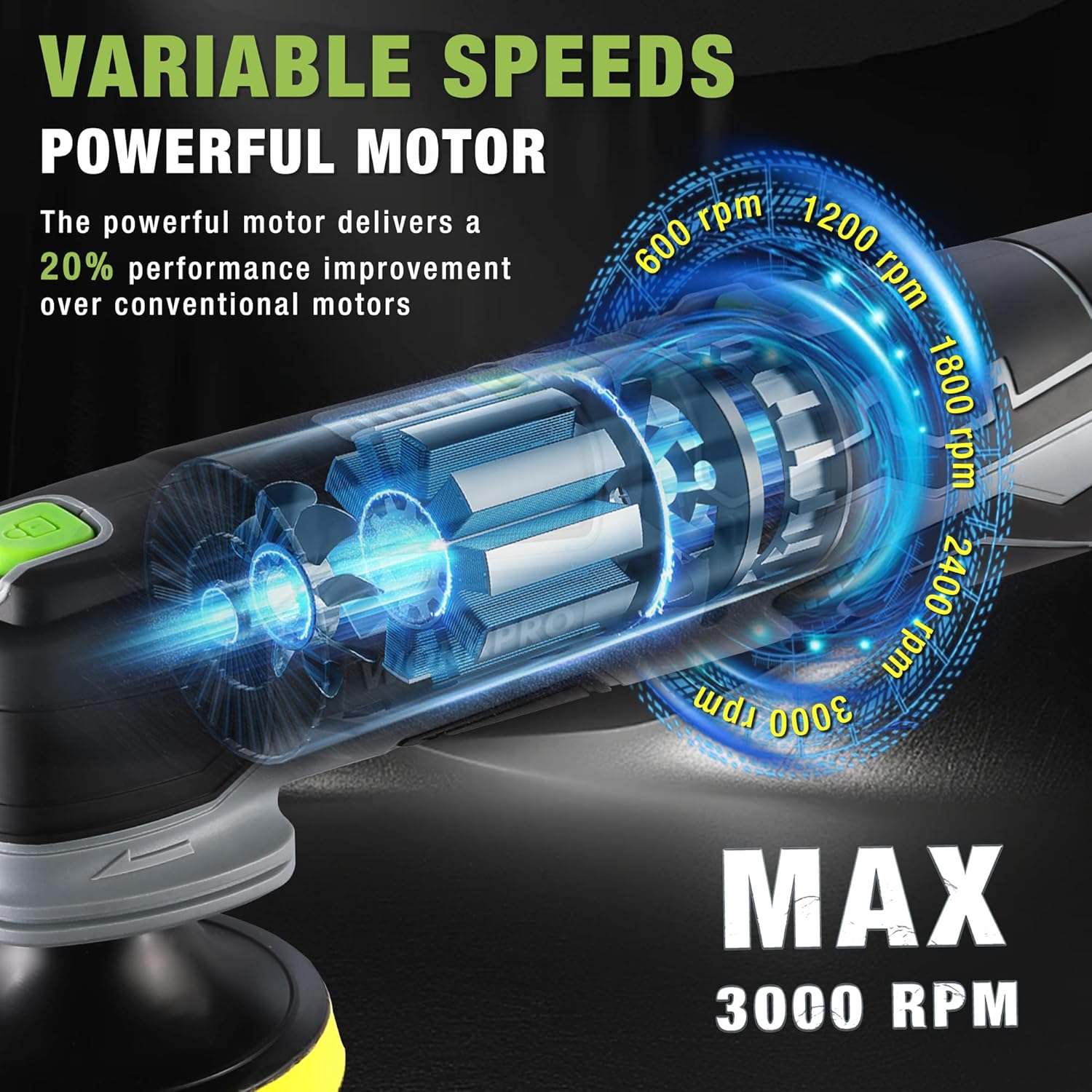 Detalle 2 de WORKPRO Cordless Car Polisher 12V 3000RPM