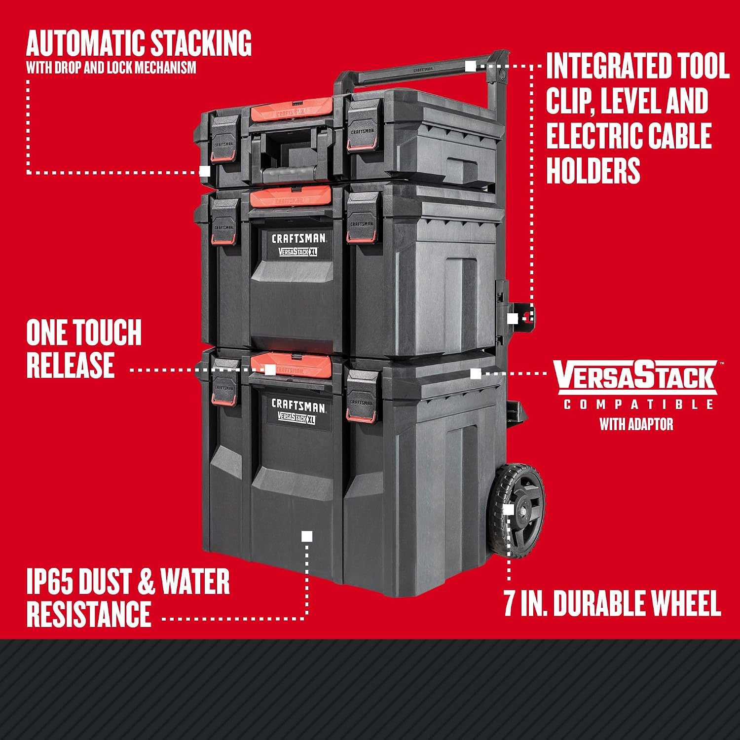 Detalle de CRAFTSMAN CMST60420 VERSASTACK XL Rolling Tool Storage System, 4-Piece