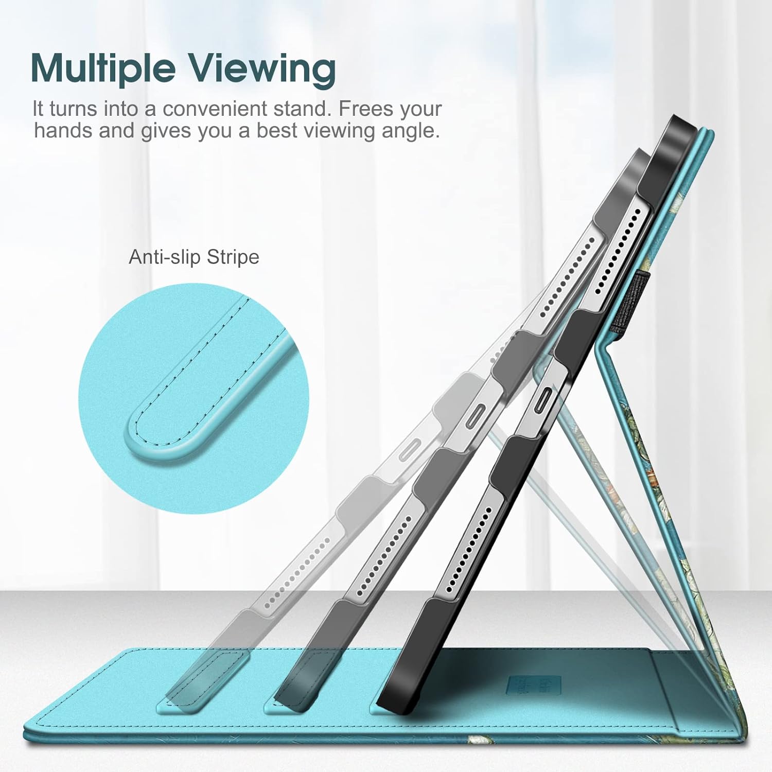 Detalle de FINTIE Case for iPad (A16) 11th Gen 11-Inch & 10th Gen 10.9-Inch Case with Pencil Holder, Stand, Auto Sleep/Wake, Blossom