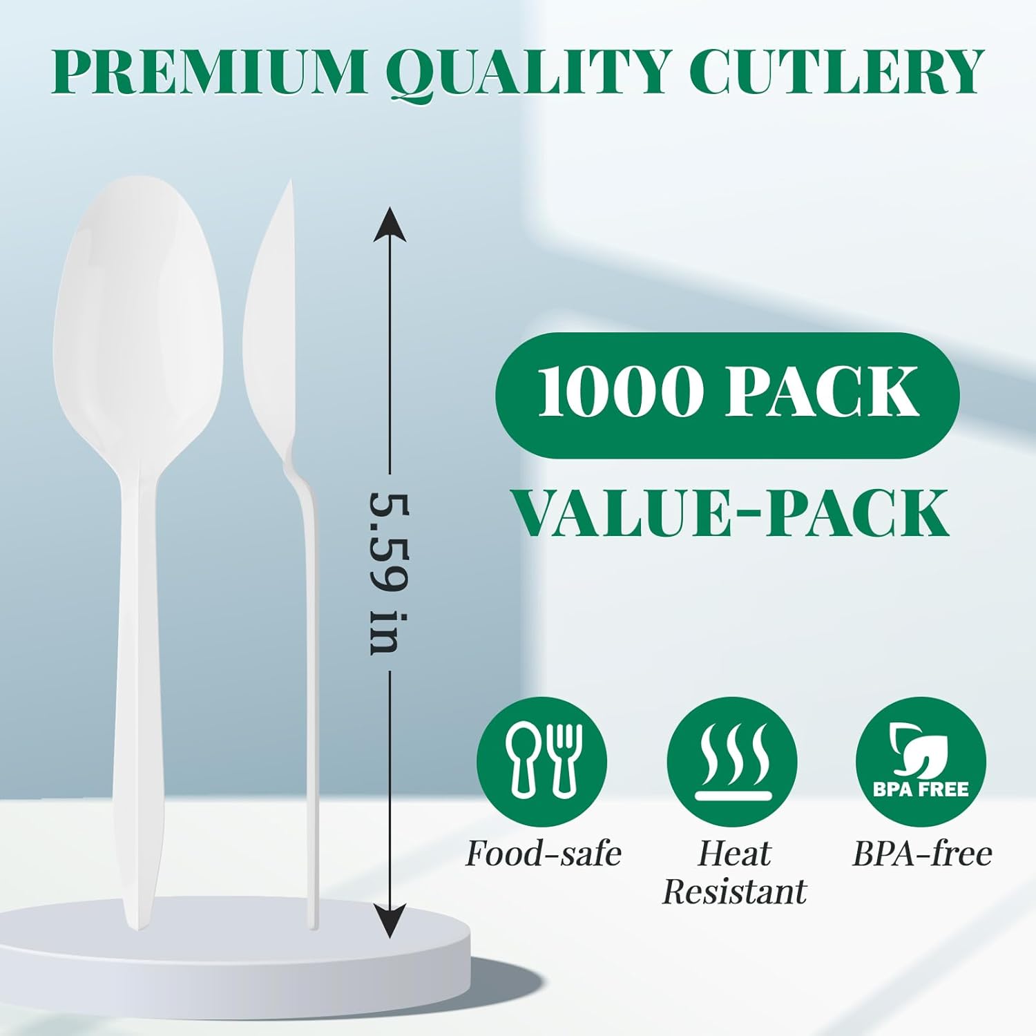 Thumbnail 2 de FOCUSLINE 1000-Pack White Disposable Plastic Teaspoons (Heat-Resistant, Bulk)