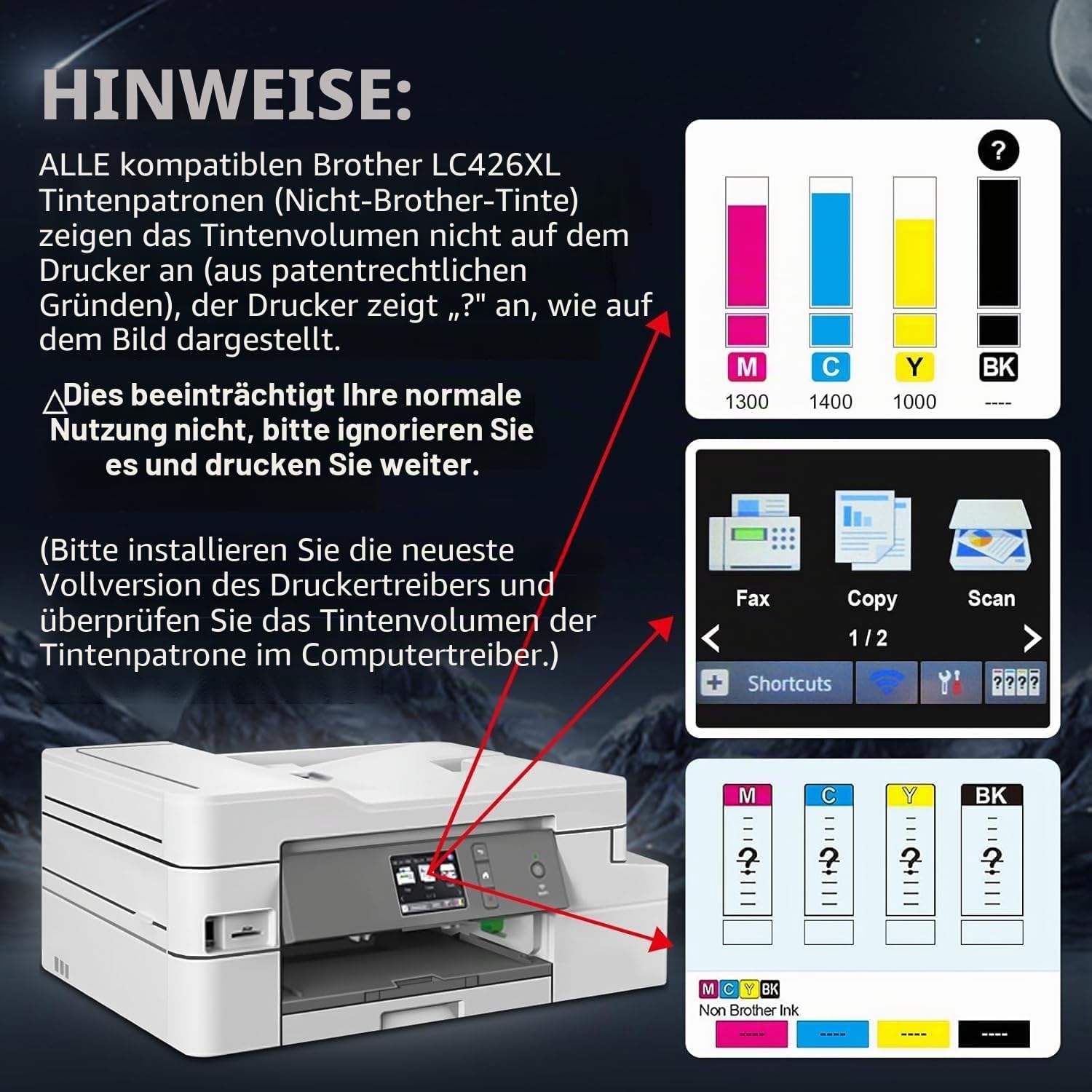 Detalle 2 de DOUBLE D LC426XL Patronen-Set für Brother: Kompatibel mit MFC-J4540DW / J4535DW / J4335DW / J4340DW