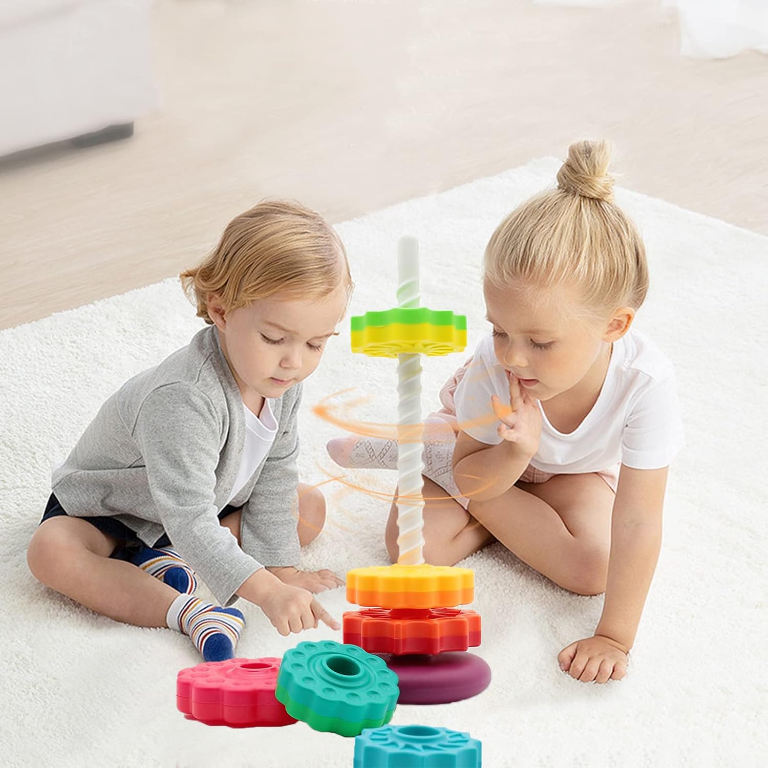 Thumbnail 5 de LUCKFUTURE Rainbow Stacking Rings for Toddlers 🎲