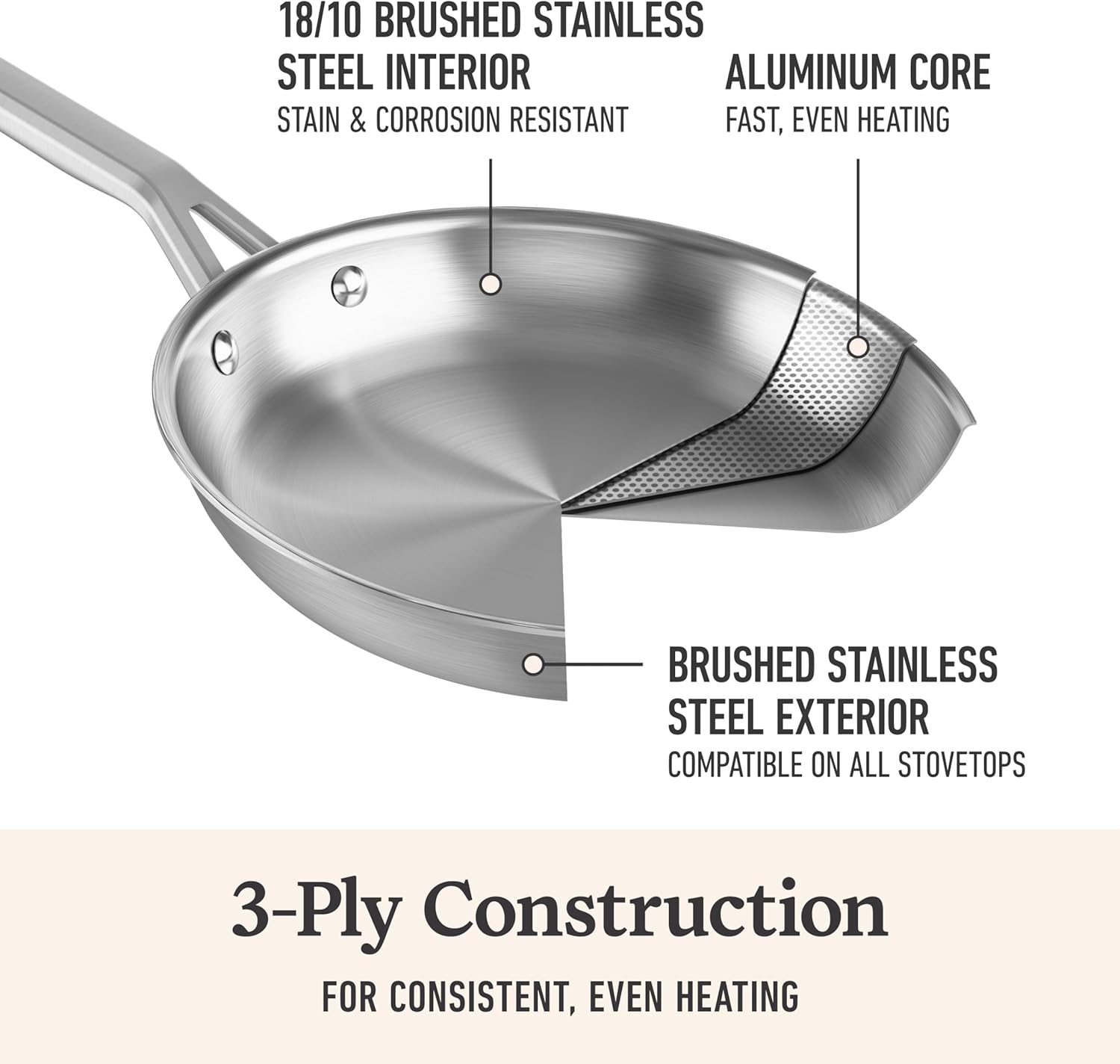 Detalle de Calphalon Stainless Steel Cookware Set, 3-Piece