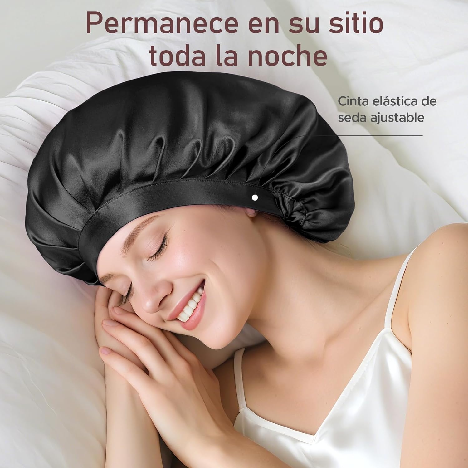 Detalle 2 de LitBear Gorro de Seda 22 Momme para dormir