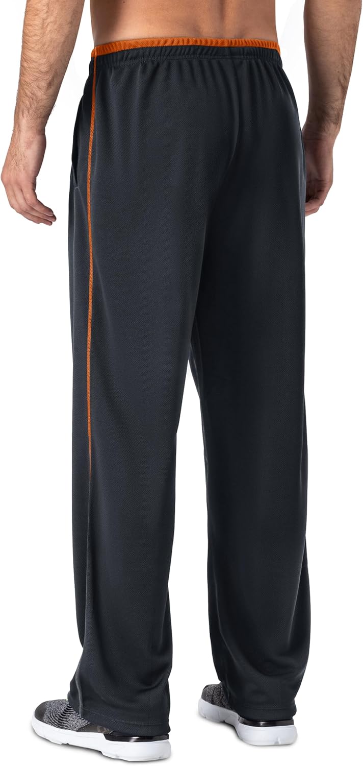 Detalle de EKLENTSON Men's Mesh Jogging Bottoms with Zipper Pockets – Open Bottom, Loose Fit