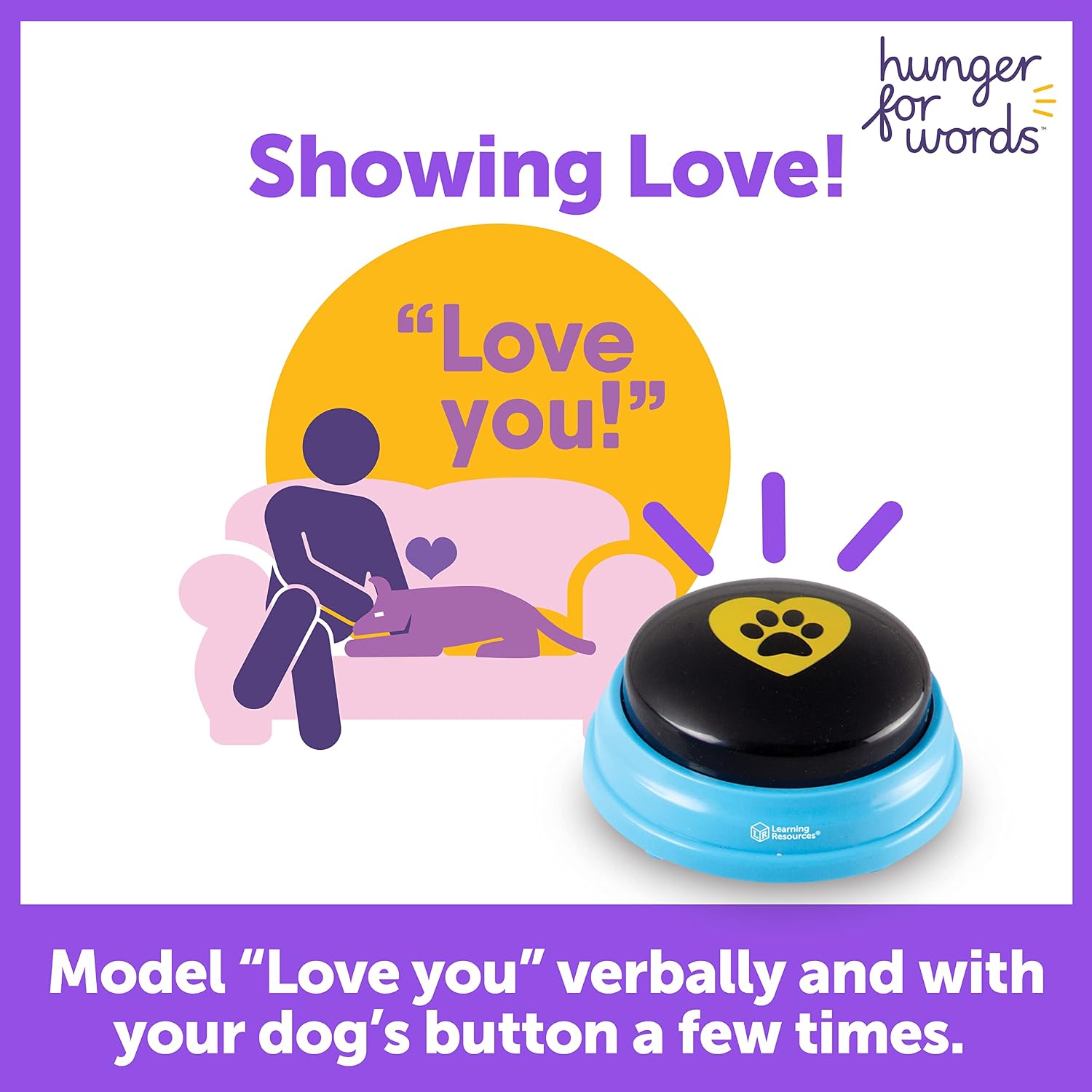 Detalle de Hunger for Words Talking Pet Essential Words - 6 Piece Set Pre-Recorded Speech Buttons for Dogs
