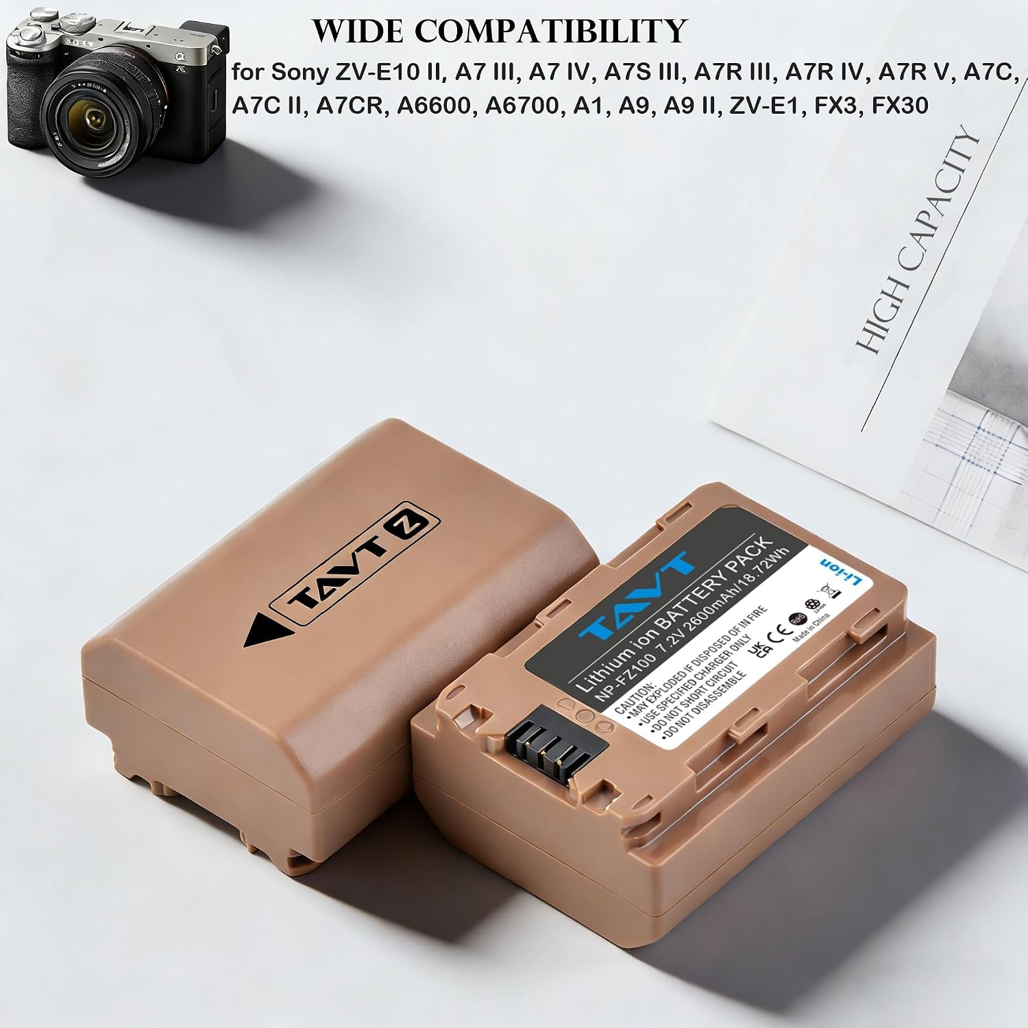 Detalle 2 de TAVT NP-FZ100-batterijset met dubbele lcd-lader, 2 × 2600 mAh