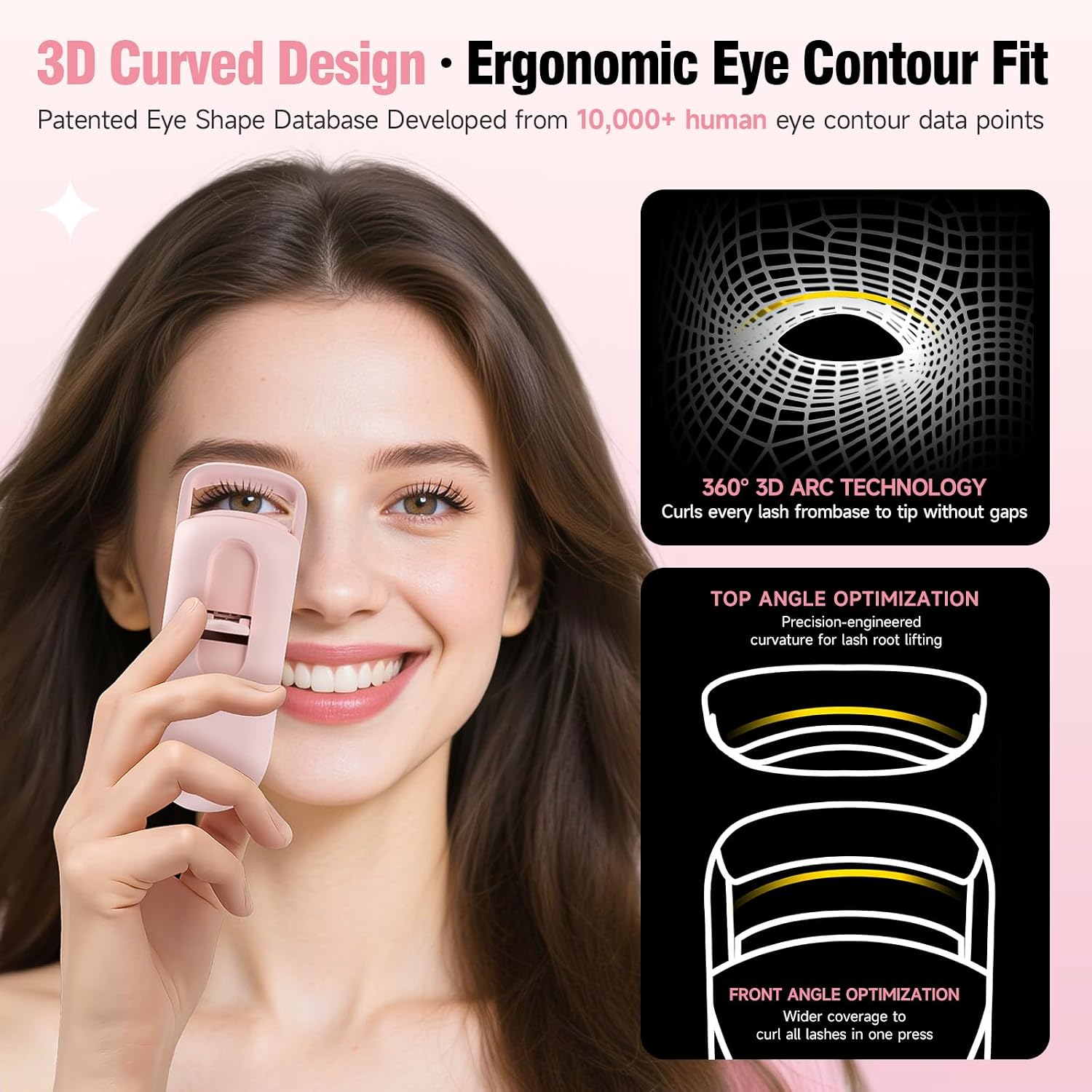 Detalle de DUDUDU Heated Eyelash Curler, Type-C Rechargeable with 2 Heat Settings