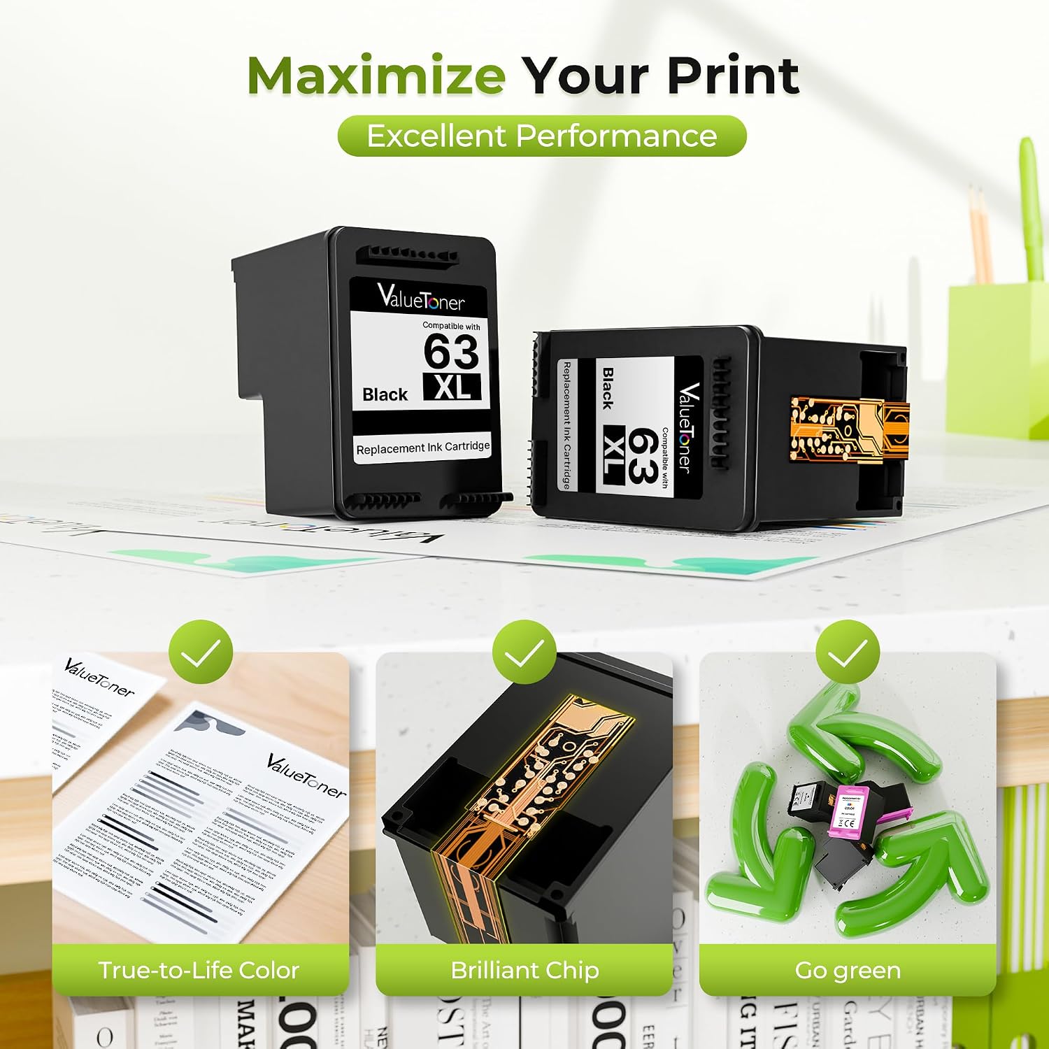 Thumbnail 4 de Valuetoner 63XL Black Ink Cartridge 480 pages